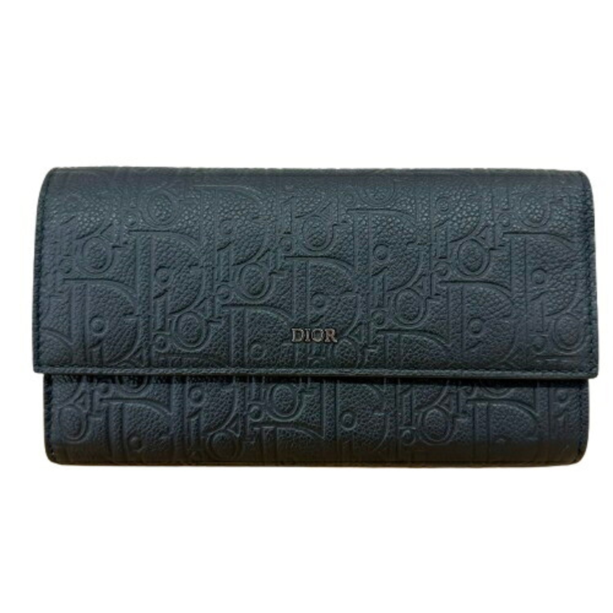 Dior Homme Black Leather Long Wallet (Bi-Fold) (Pre-Owned)