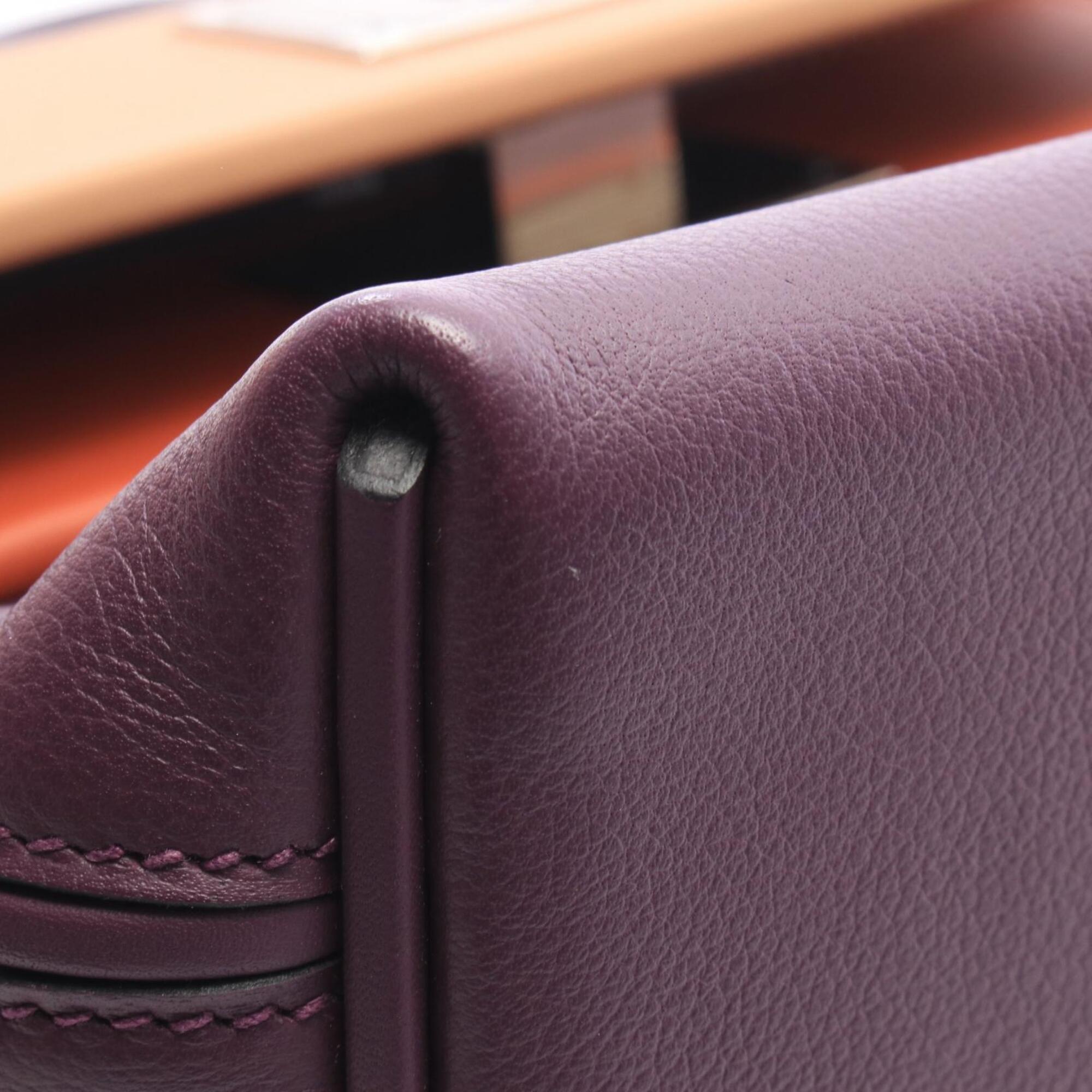 Hermes Bordeaux Brique Brown Cassis Purple Leather Handbag (Pre-Owned)