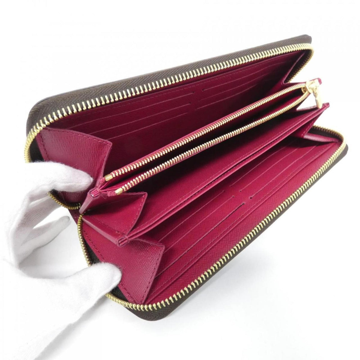 Louis Vuitton Fuchsia Marron Coated Canvas Long Wallet (Bi-Fold) (Pre-Owned)
