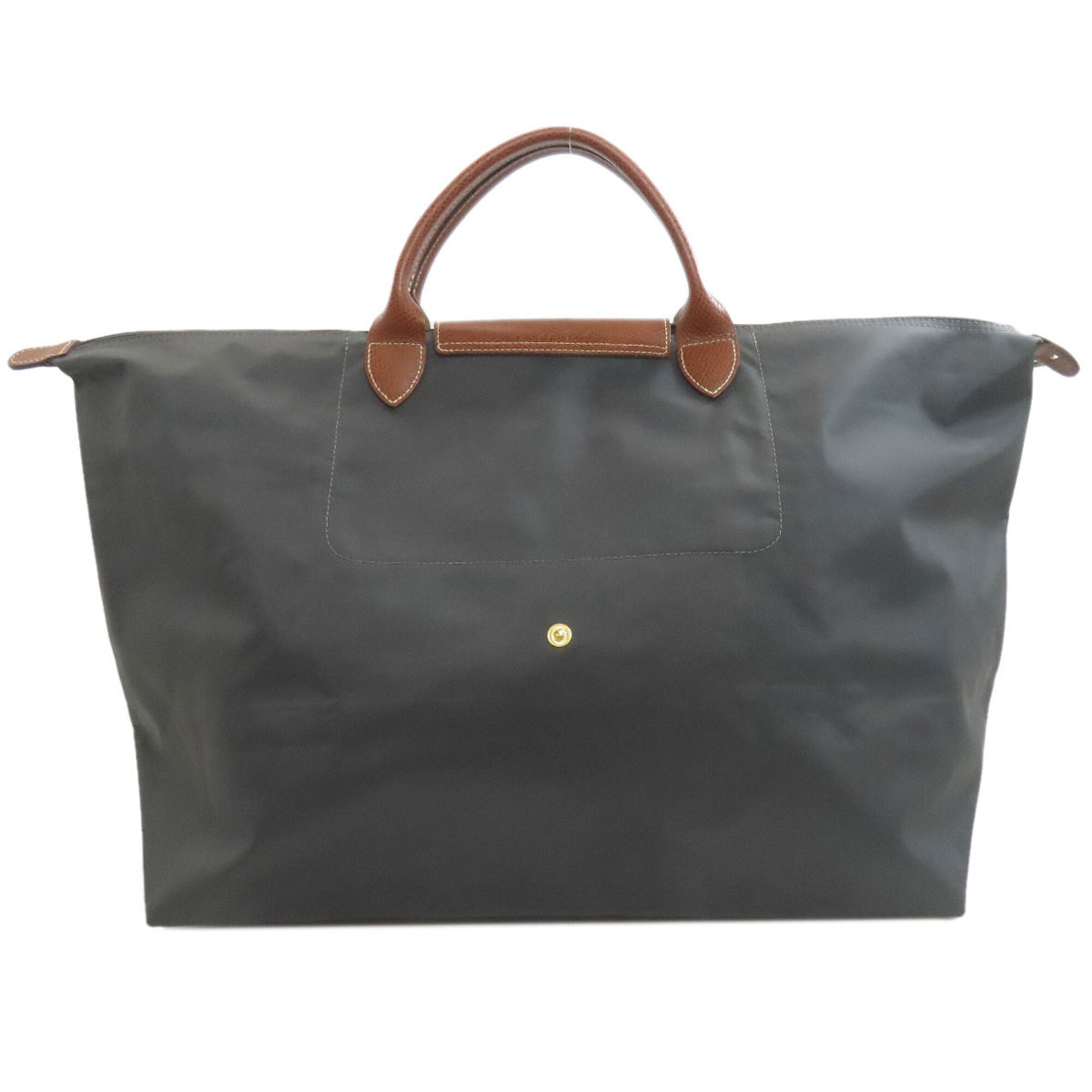 Longchamp Le Pliage Brown Gray Nylon Boston Bag (Pre-Owned)