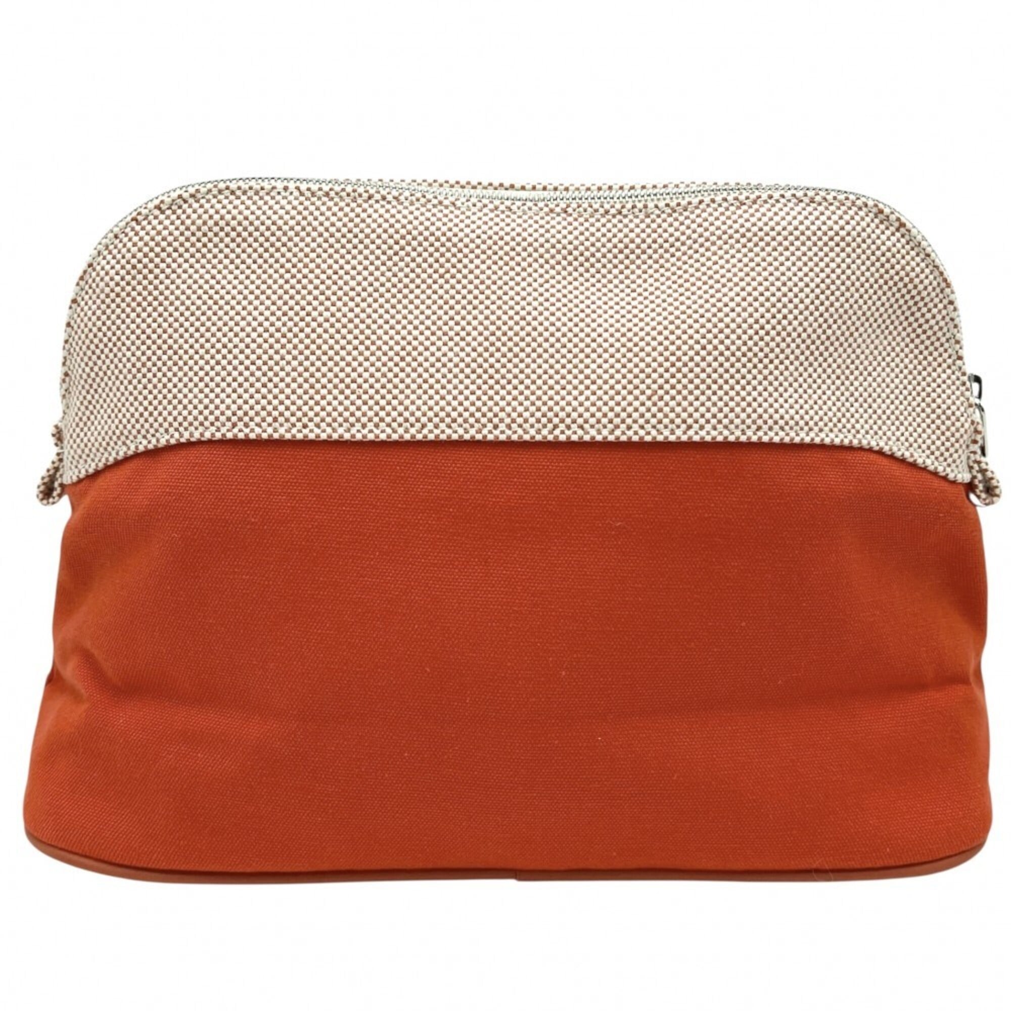 Hermes Beige Orange Cotton Pouch (Pre-Owned)