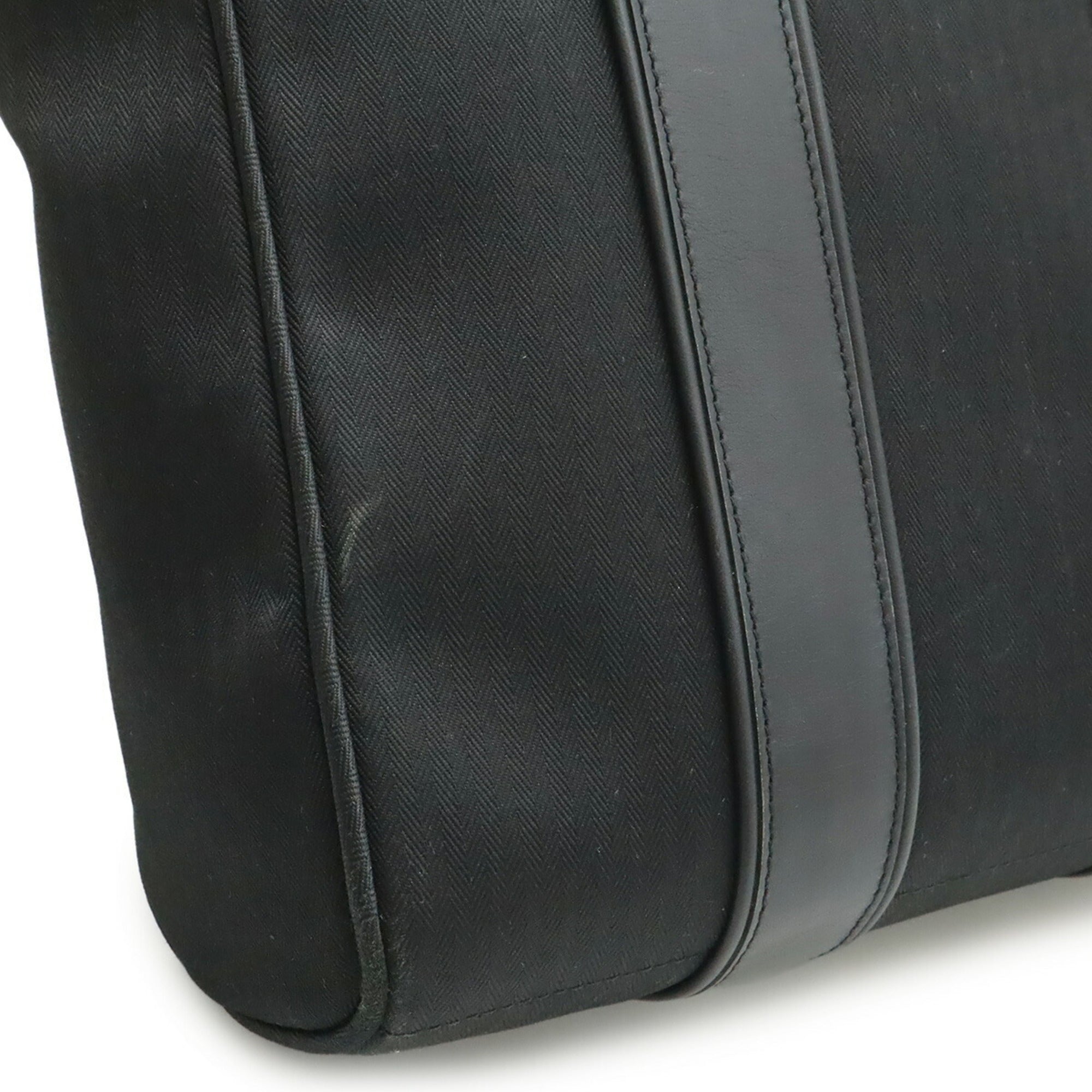 Hermes Acapulco Black Toile Chevron Leather Backpack Tote Bag (Pre-Owned)