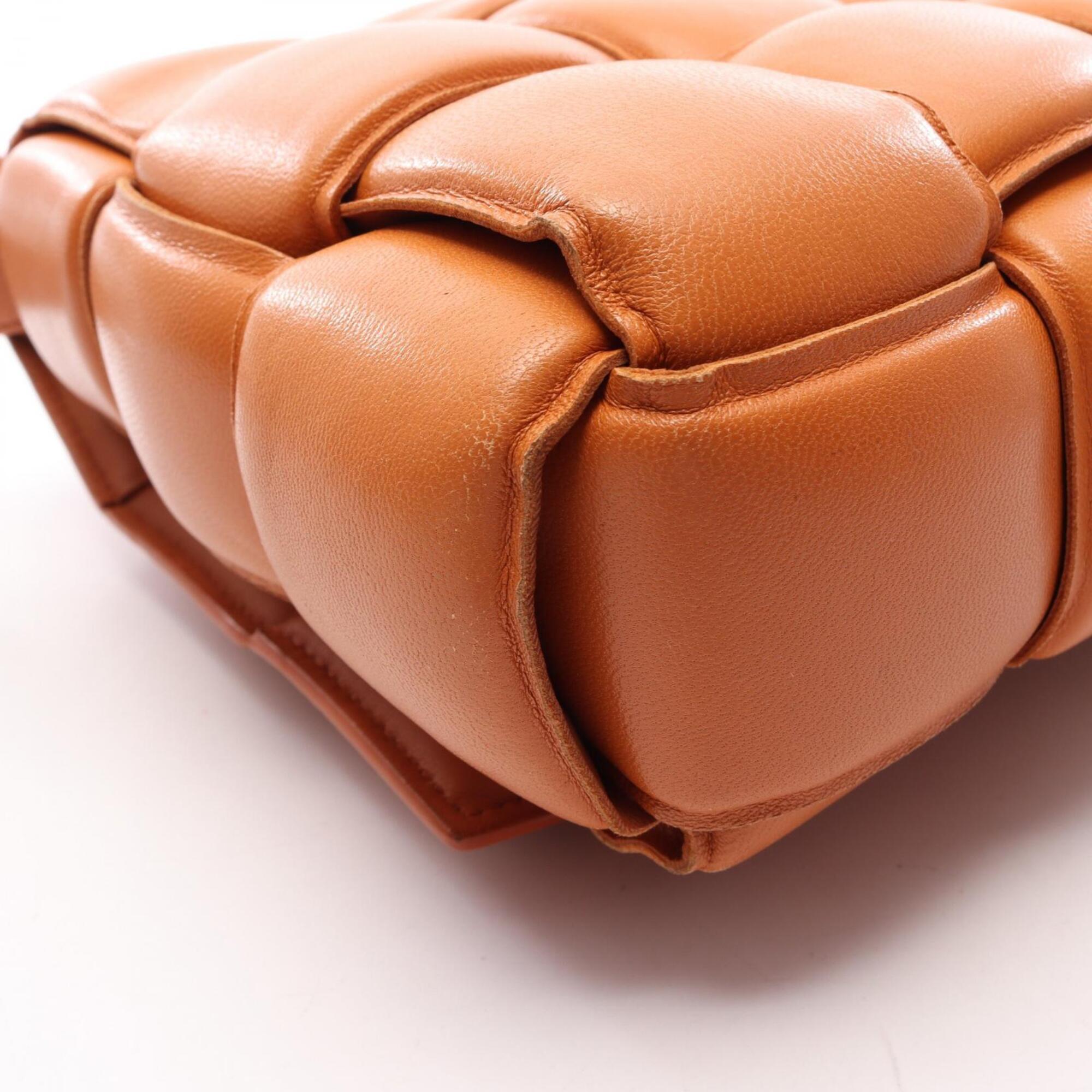 Bottega Veneta Intrecciato Orange Leather Handbag Shoulder Bag (Pre-Owned)