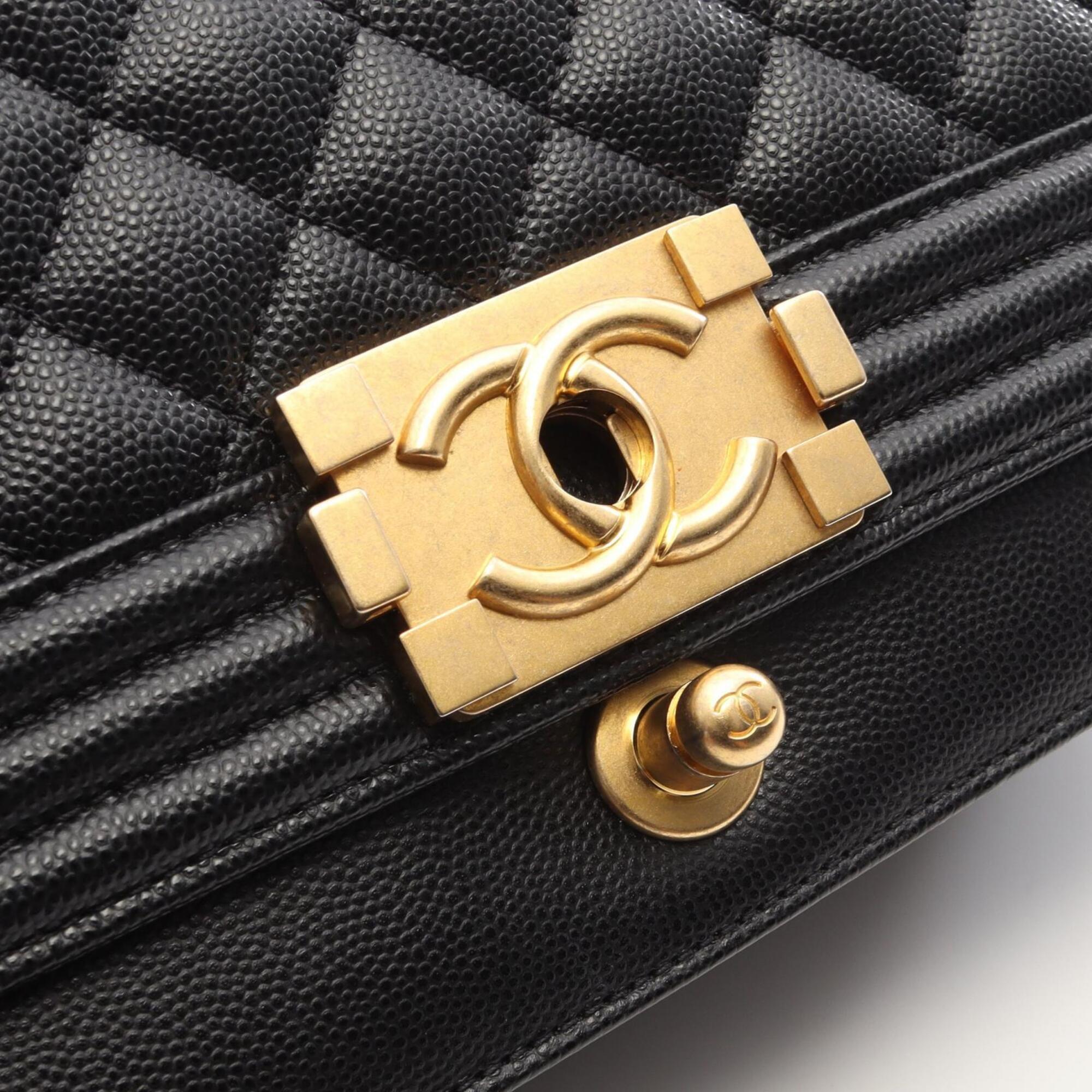 Chanel Black Grained Calfskin Handbag Shoulder Bag (Pre-Owned)
