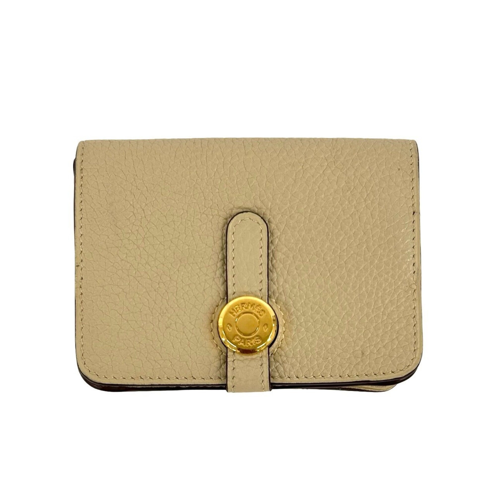 Hermes Beige Taurillon Clemence Leather Coin Purse/Coin Case (Pre-Owned)
