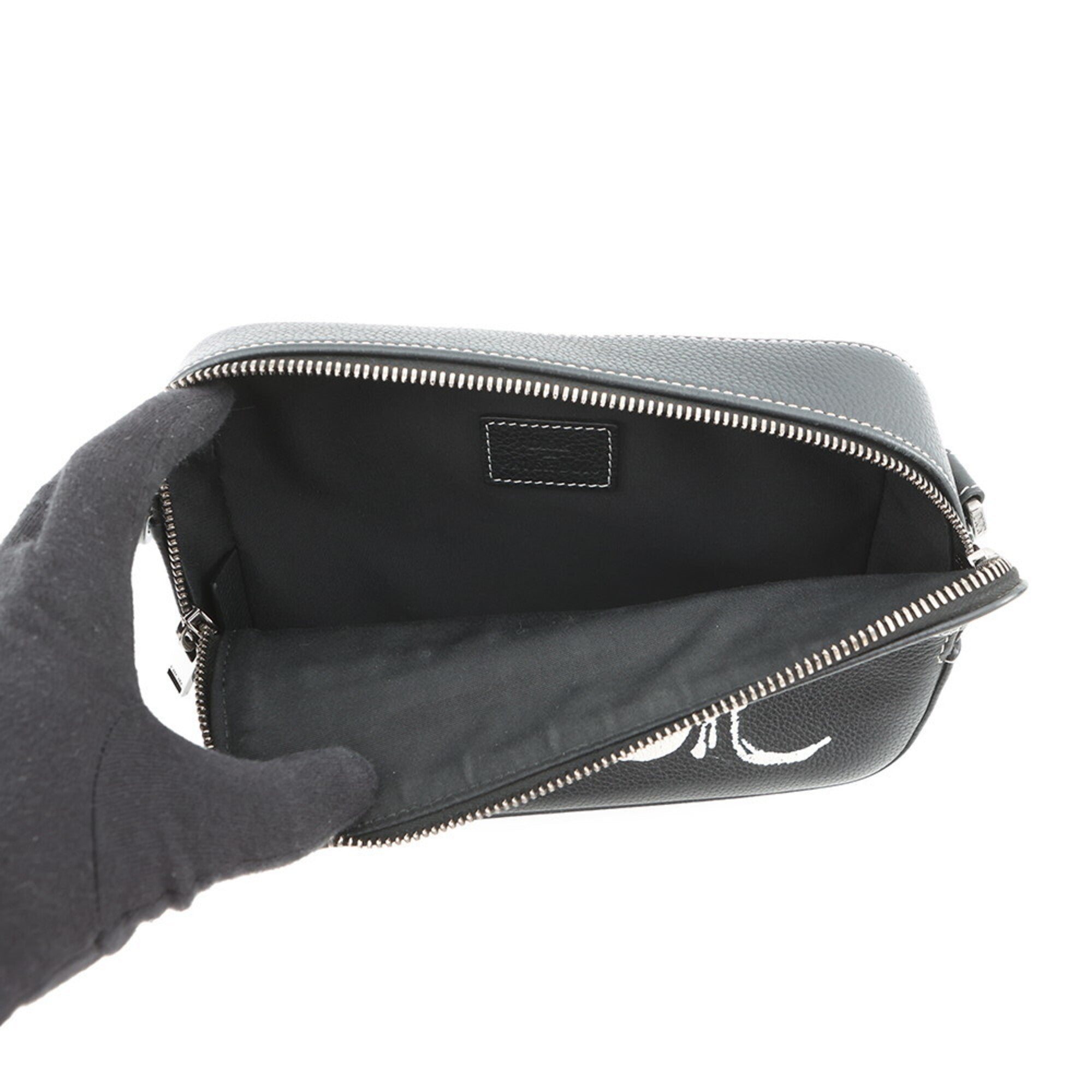Christian Dior Black Leather Handbag Messenger Bag Shoulder Bag (Pre-Owned)