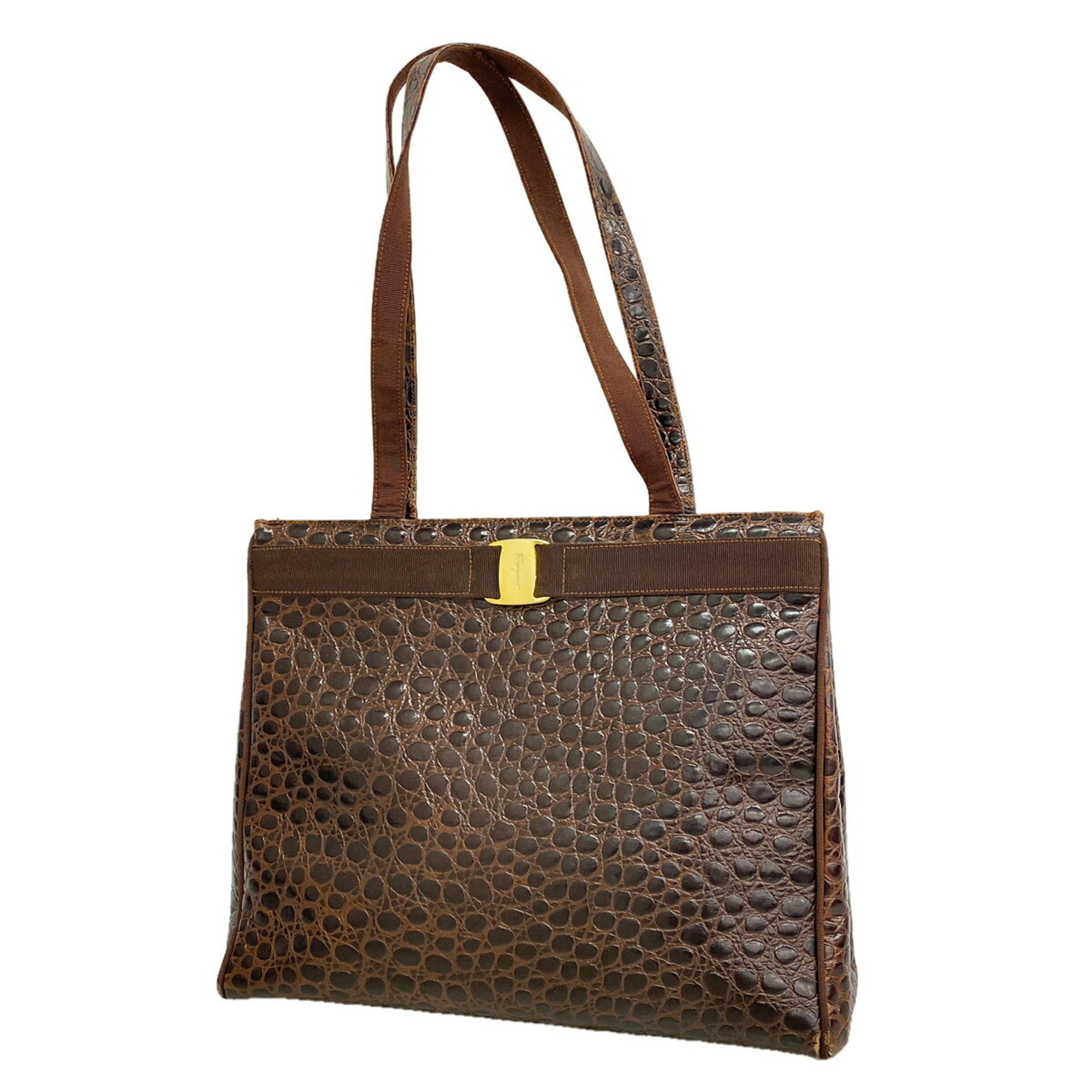 Salvatore Ferragamo Brown Leather Shoulder Bag (Pre-Owned)