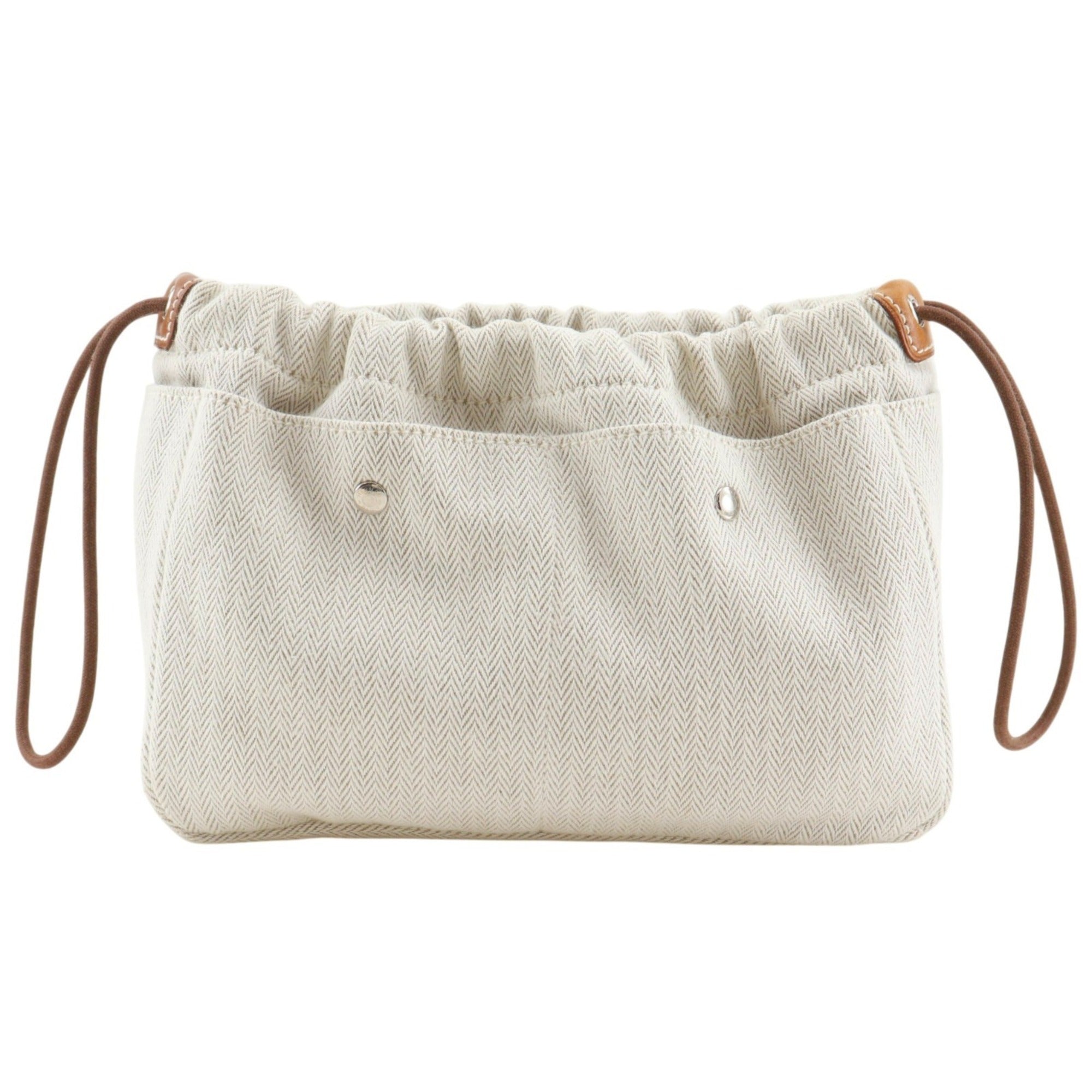 Hermes Beige Toile Chevron Pouch (Pre-Owned)