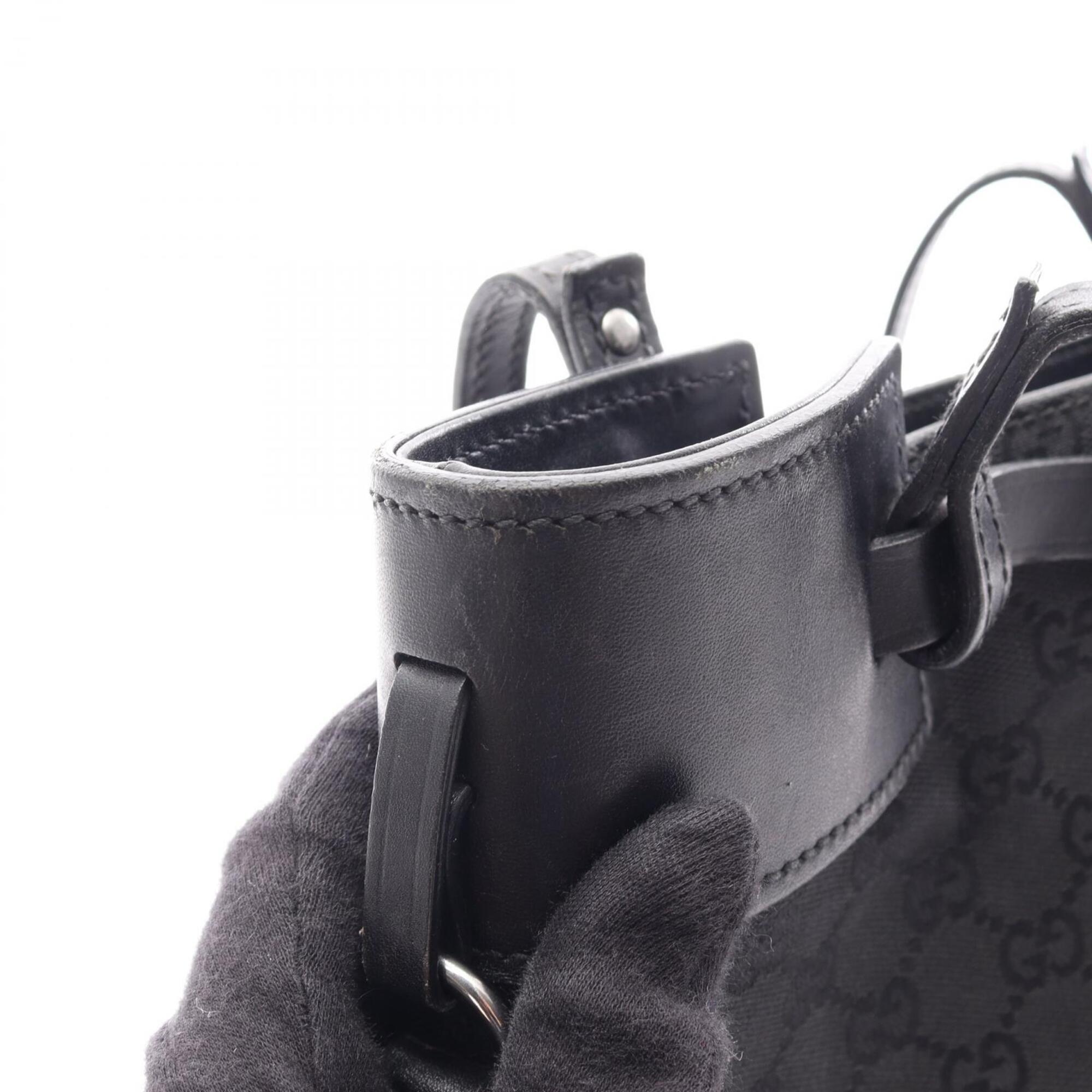 Gucci Black Canvas Leather Tote Bag (Pre-Owned)