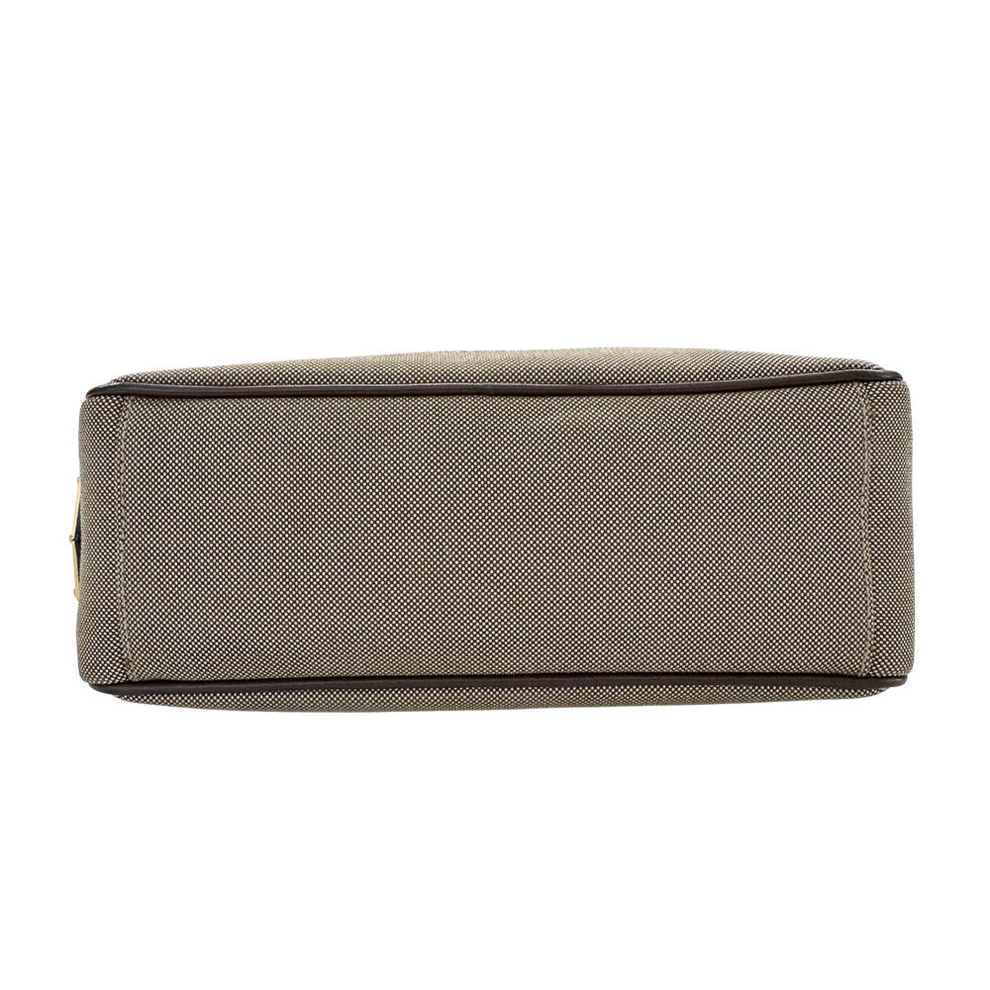 Prada Beige Brown Nylon Canvas Handbag Shoulder Bag (Pre-Owned)