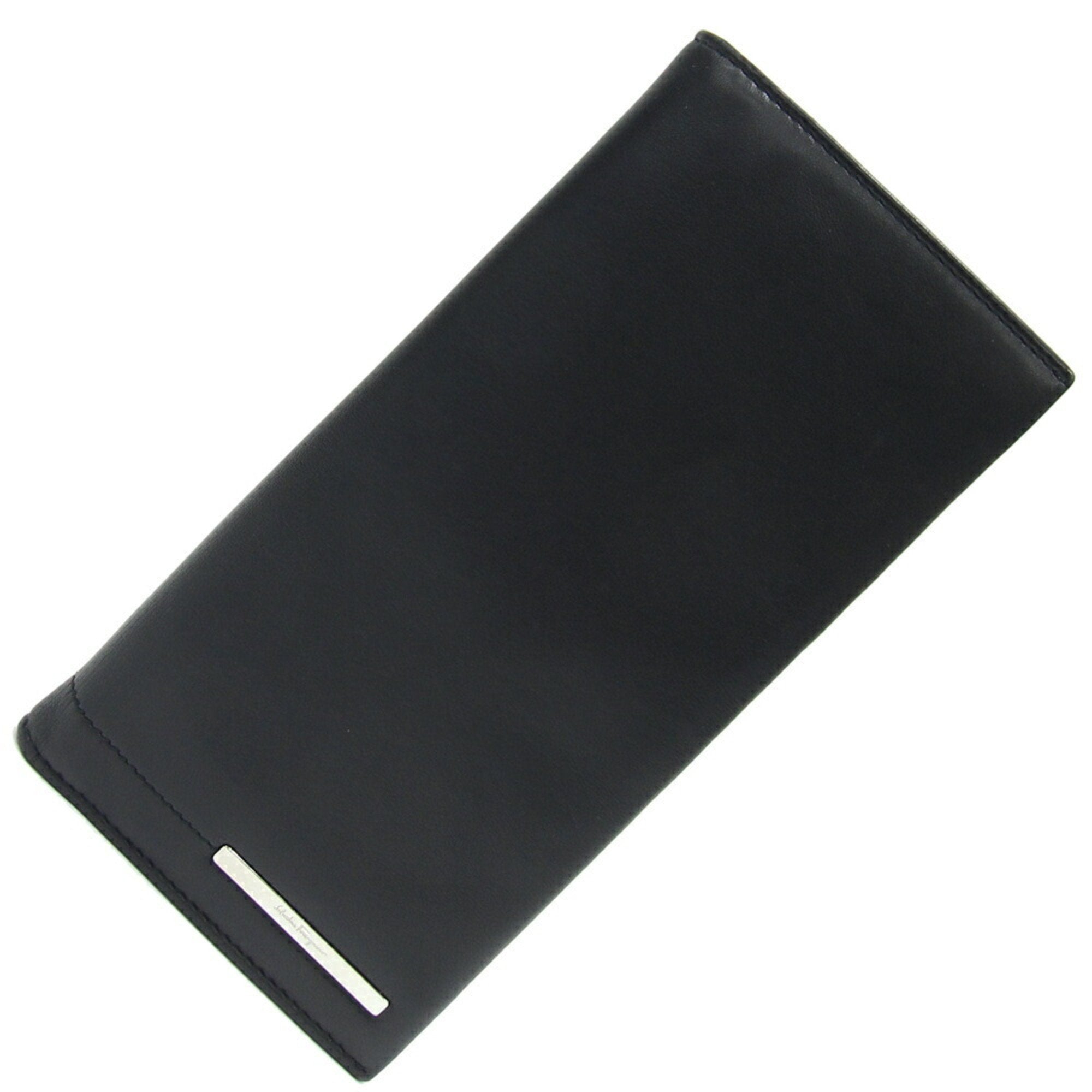 Salvatore Ferragamo Black Leather Long Wallet (Bi-Fold) (Pre-Owned)