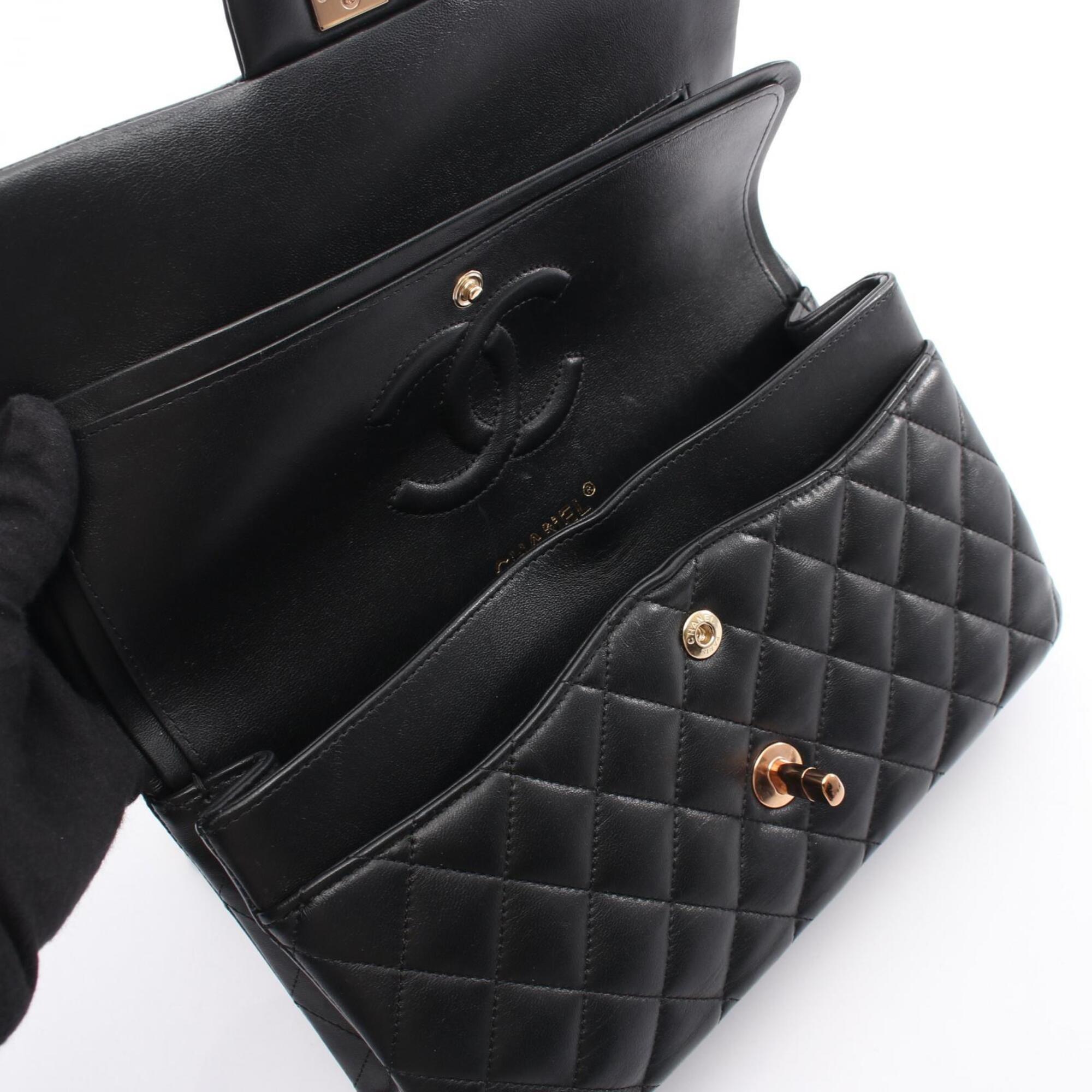 Chanel Black Leather Handbag Shoulder Bag (Pre-Owned)