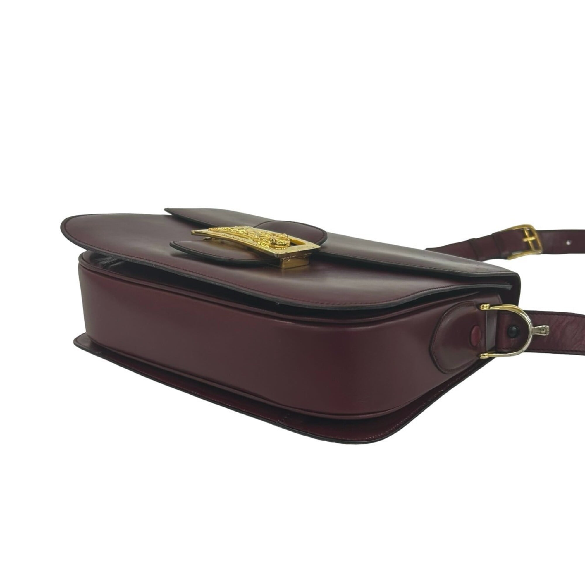 Celine Red Color Wine Leather Shoulder Bag (Pre-Owned)