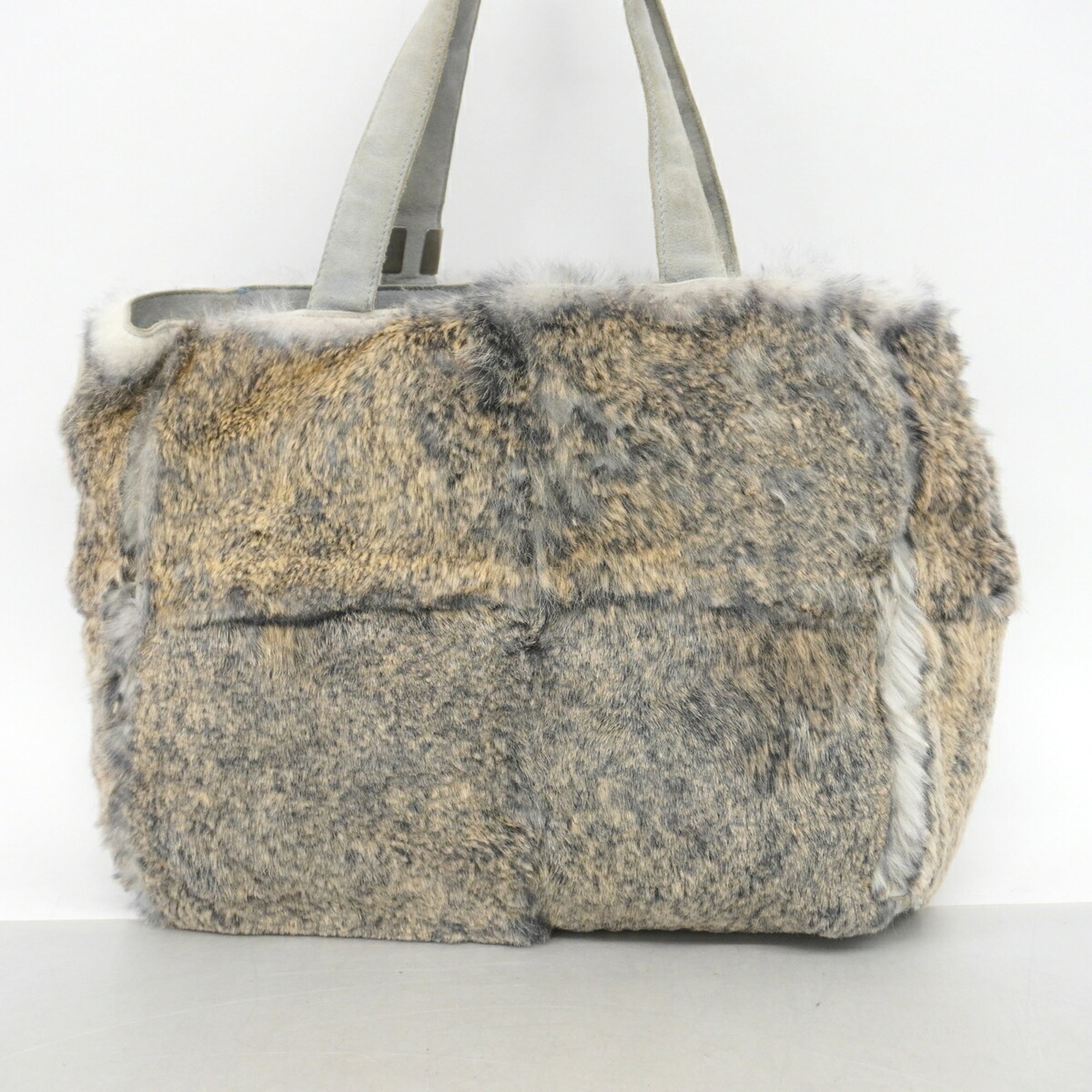 Chanel Brown Light Blue Fur Tote Bag (Pre-Owned)