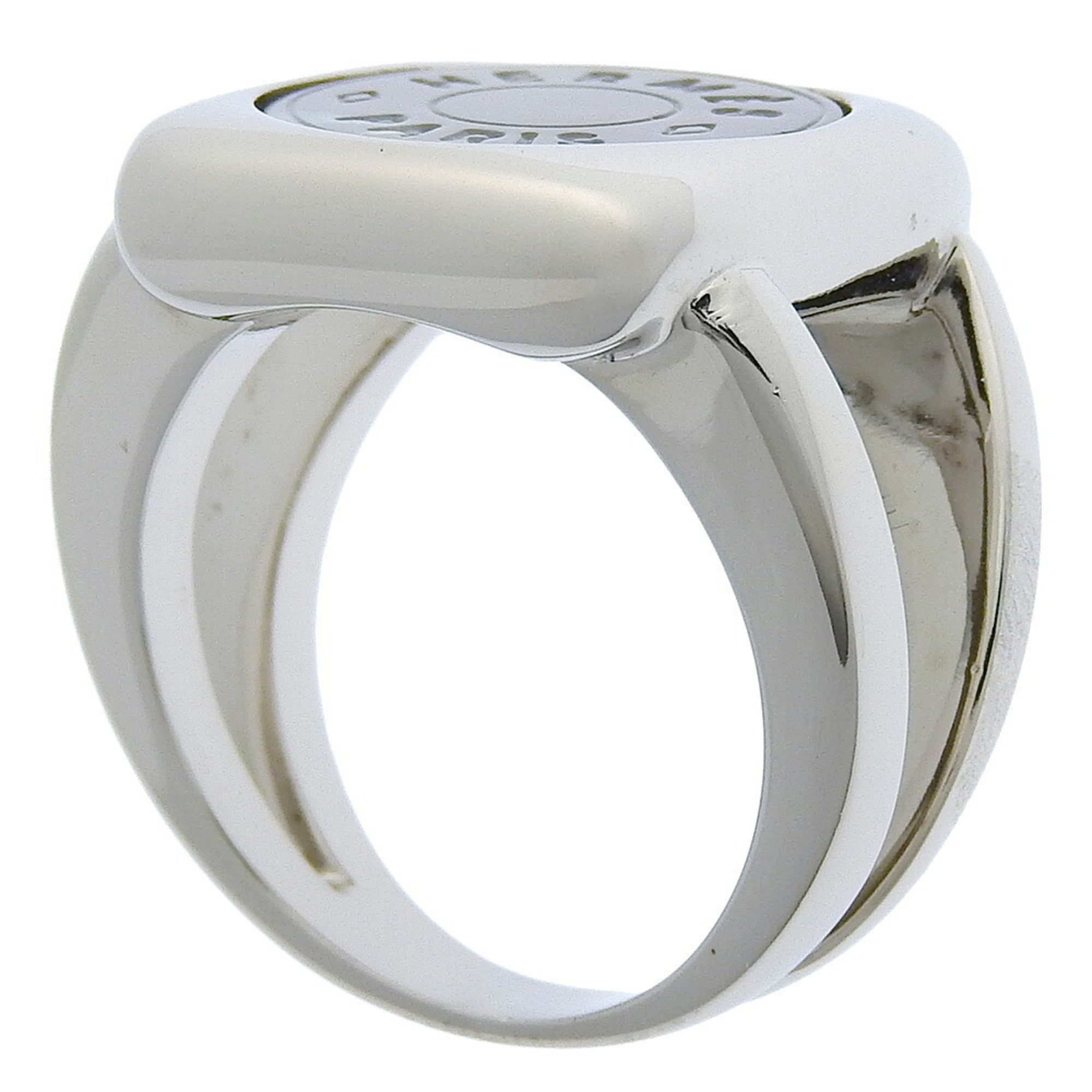 Hermes Sellier Silver Shell Silver 925 Band Ring (Pre-Owned)