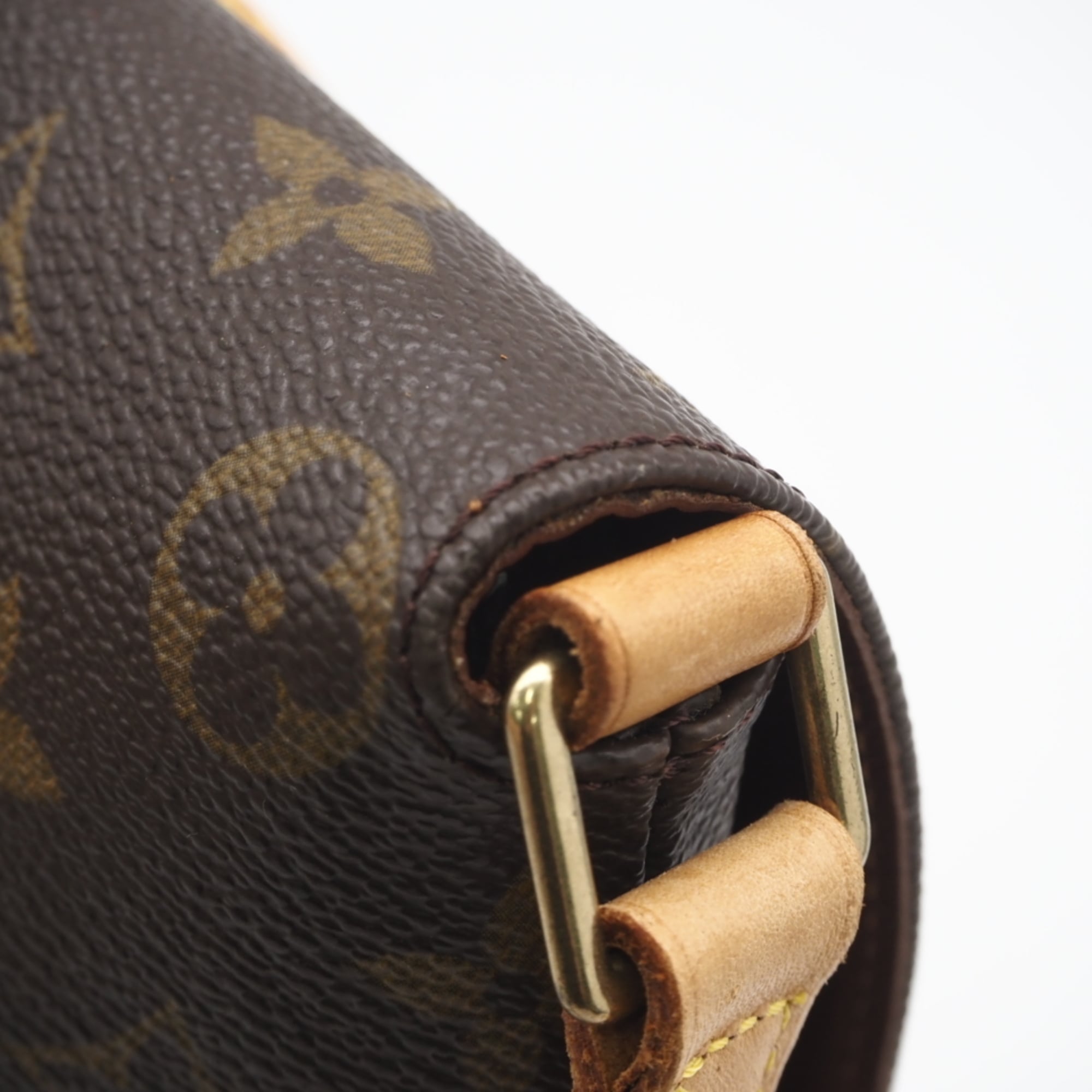 Louis Vuitton Monogram Beige Brown Coated Canvas Leather Shoulder Bag (Pre-Owned)