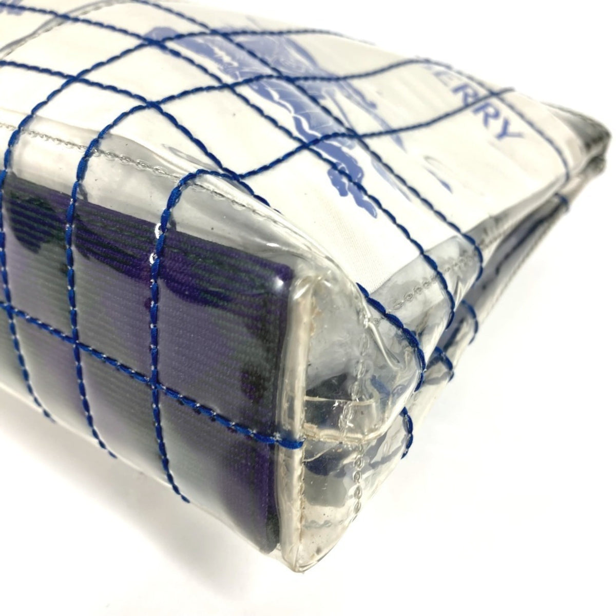 Burberry Blue Clear Vinyl Clutch Bag Handbag Pouch (Pre-Owned)