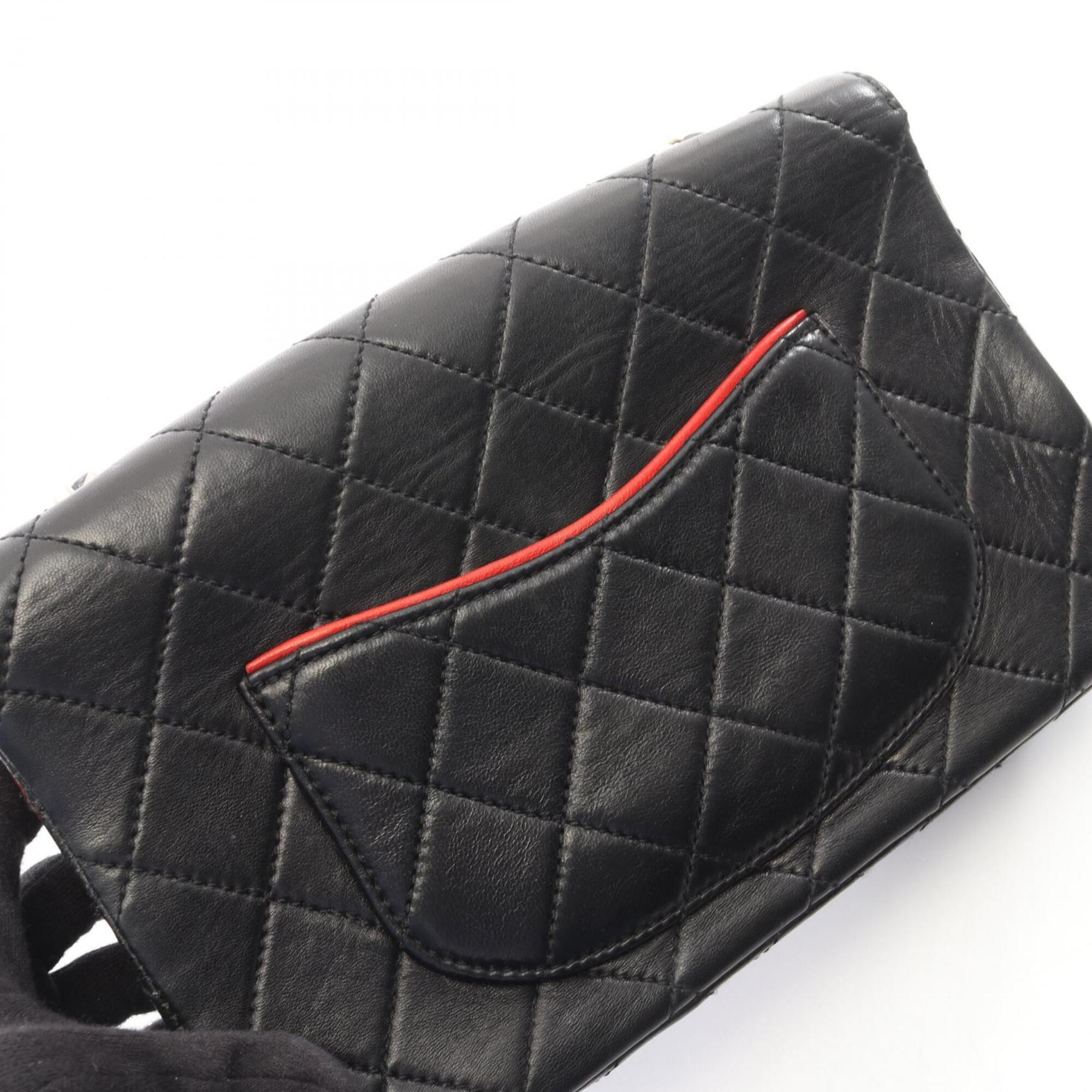 Chanel Black Red Color Leather Handbag Shoulder Bag (Pre-Owned)