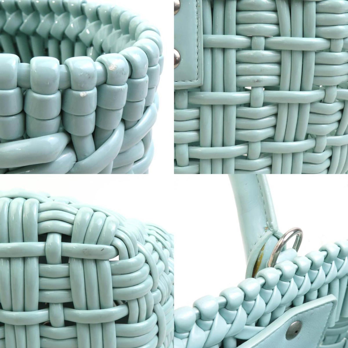 Balenciaga Light Blue Elastane Polyester Basket Handbag Shoulder Bag (Pre-Owned)