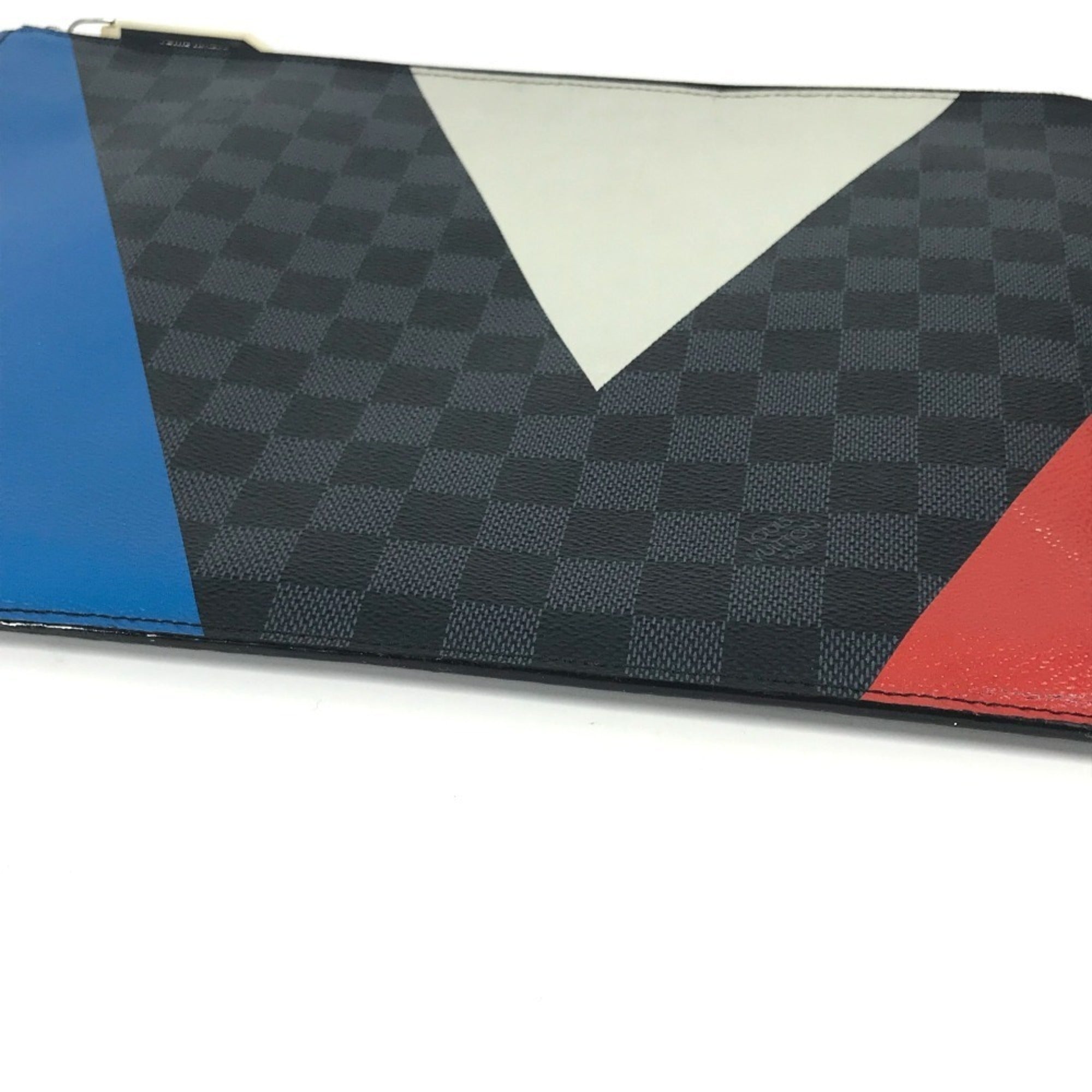 Louis Vuitton Black Red Color White Damier Graphite Clutch Bag Pochette Pouch (Pre-Owned)