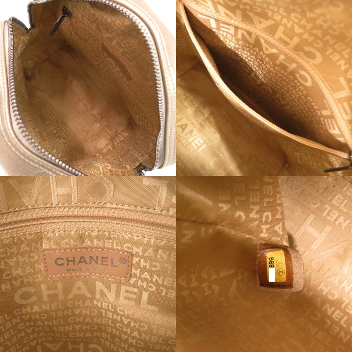 Chanel Champagne Grained Calfskin Handbag (Pre-Owned)