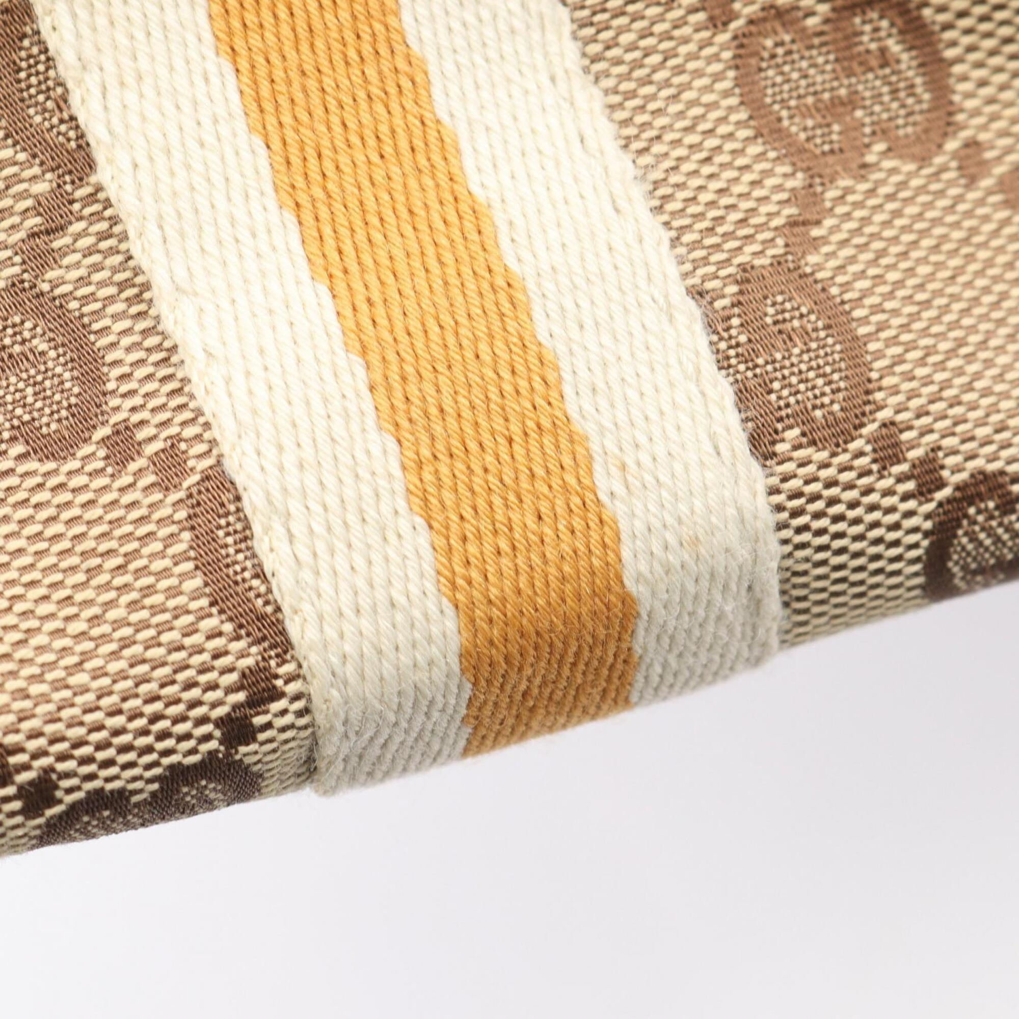 Gucci Beige Ivory Orange Canvas Leather Handbag Tote Bag (Pre-Owned)