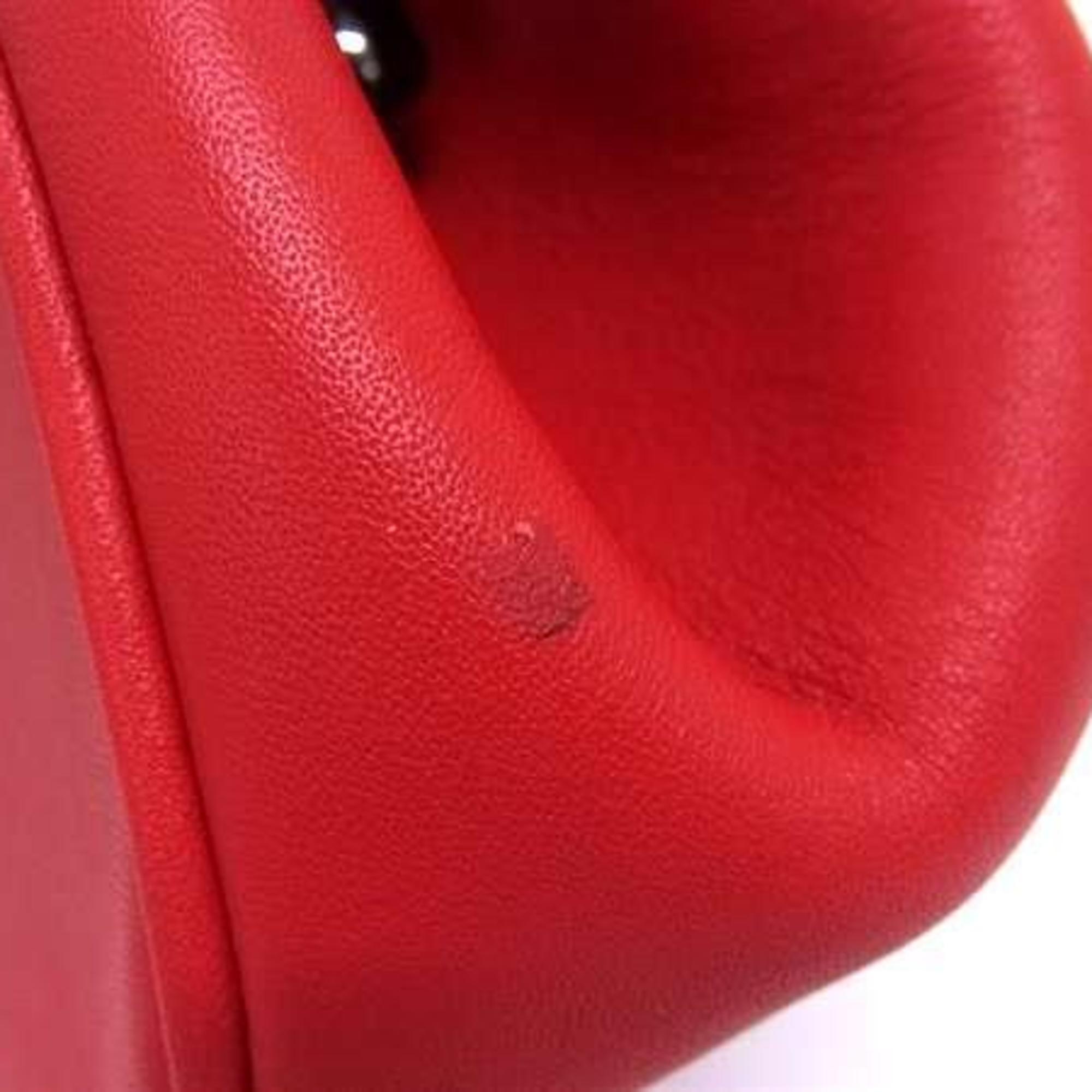 Coach Red Color Leather Handbag Shoulder Bag Tote Bag (Pre-Owned)