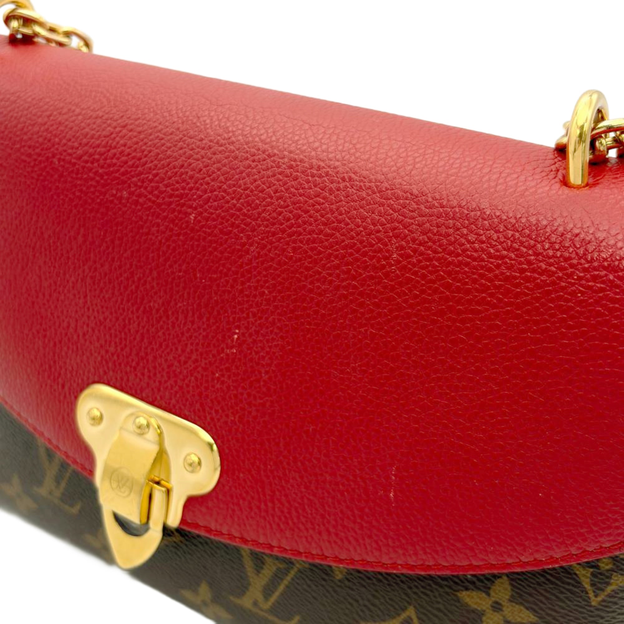 Louis Vuitton Brown Cerise Red Color Monogram Canvas Shoulder Bag (Pre-Owned)