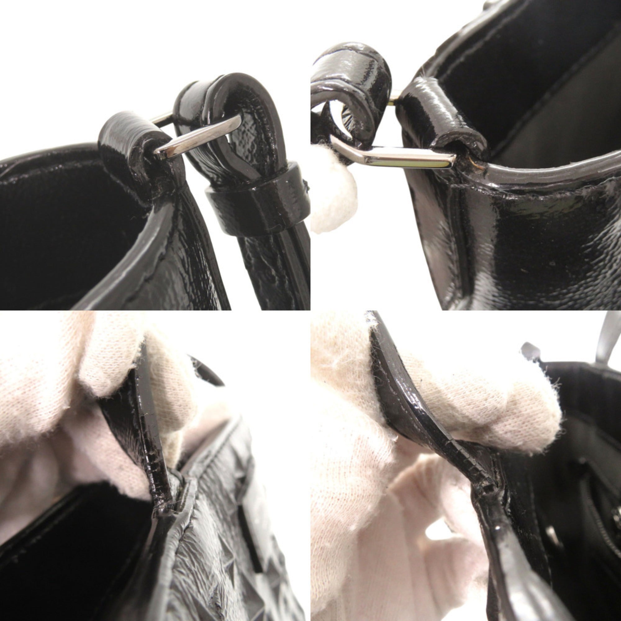 Jimmy Choo Black Patent Leather Handbag Shoulder Bag (Pre-Owned)