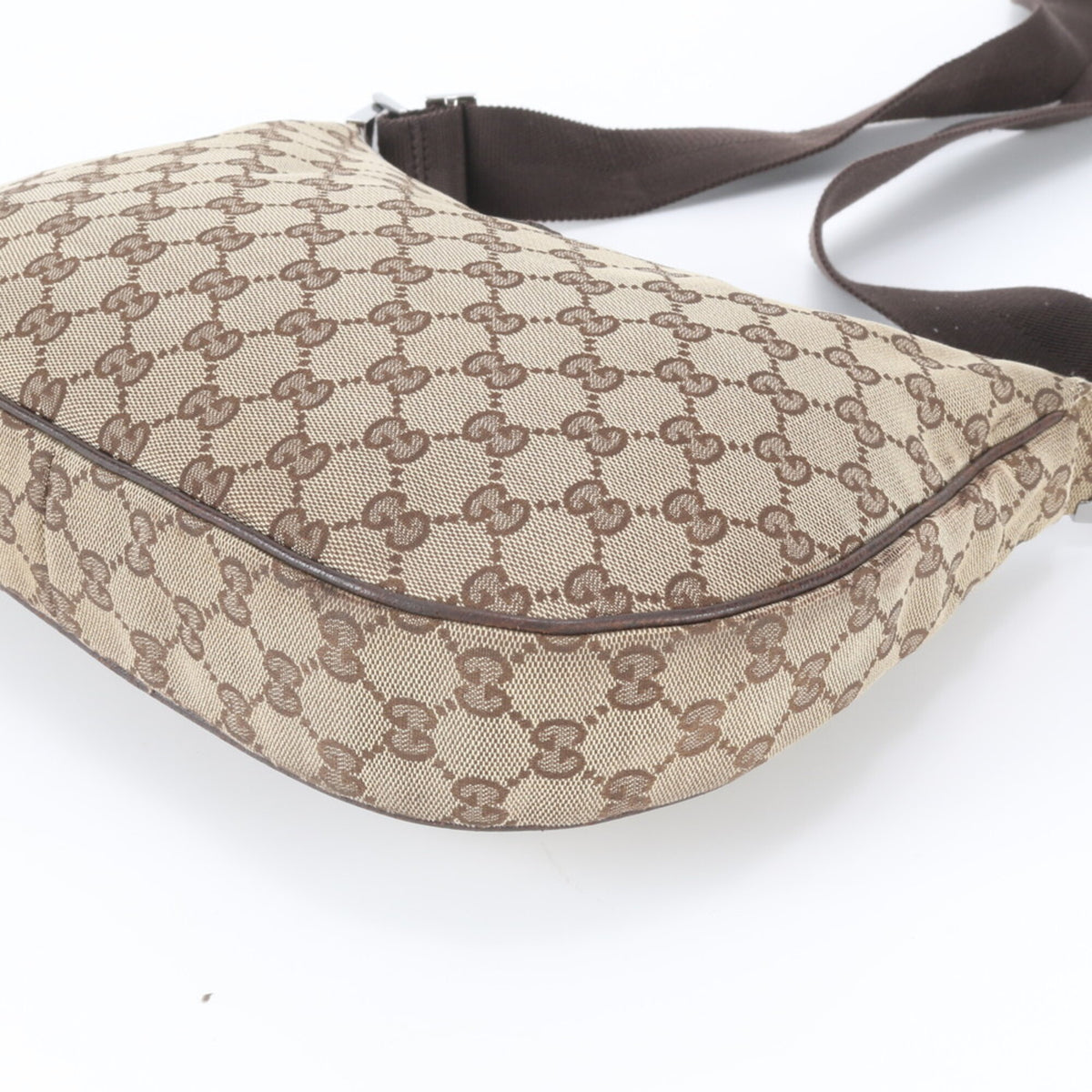 Gucci Beige Brown Leather Canvas Handbag Shoulder Bag Tote Bag (Pre-Owned)