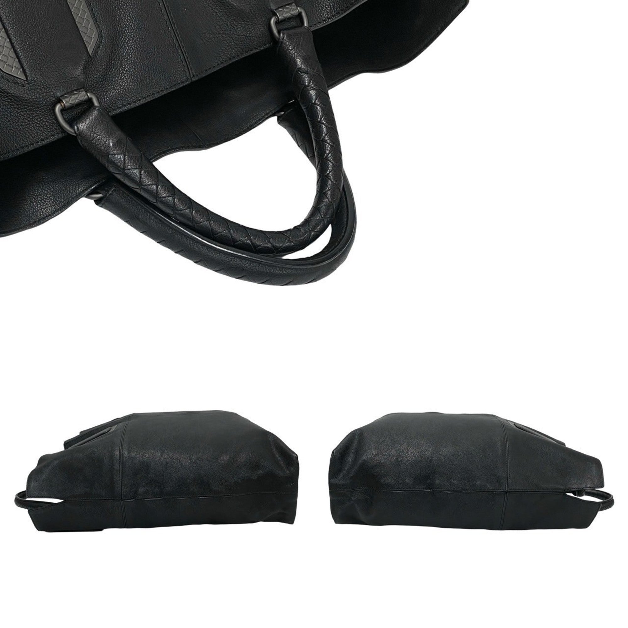 Bottega Veneta Black Leather Handbag Tote Bag (Pre-Owned)