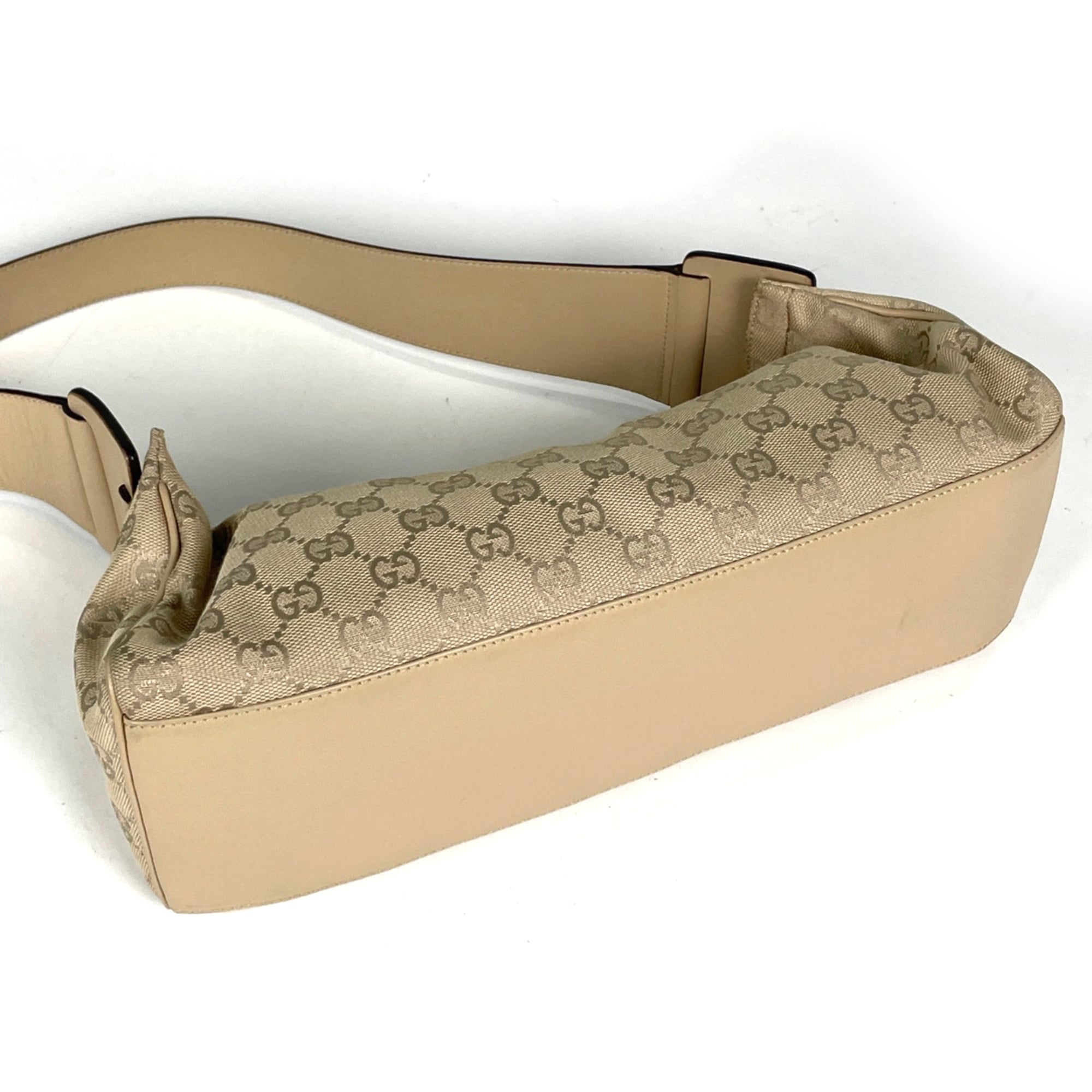 Gucci Beige Canvas Leather Shoulder Bag (Pre-Owned)