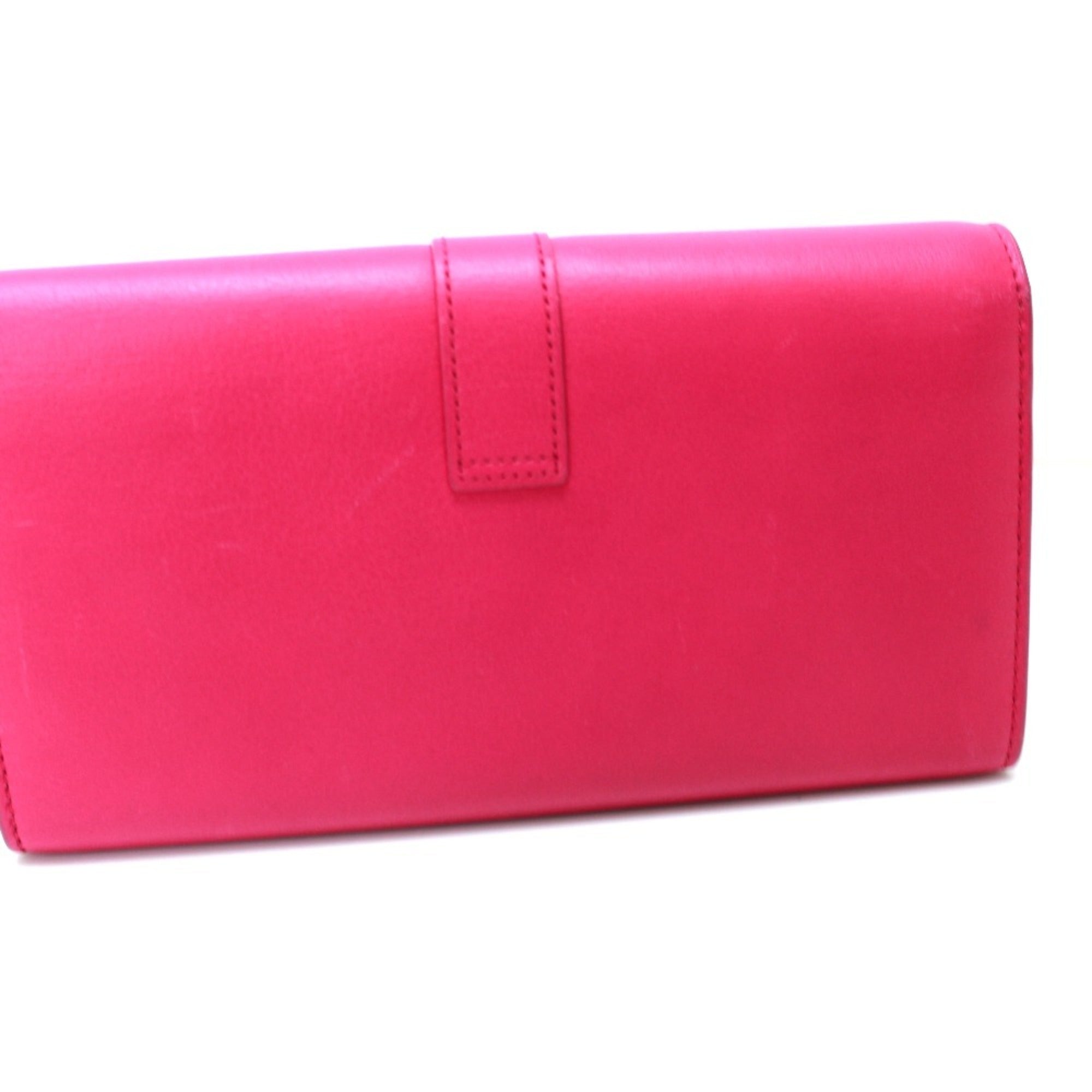 Yves Saint Laurent Pink Leather Long Wallet (Bi-Fold) (Pre-Owned)
