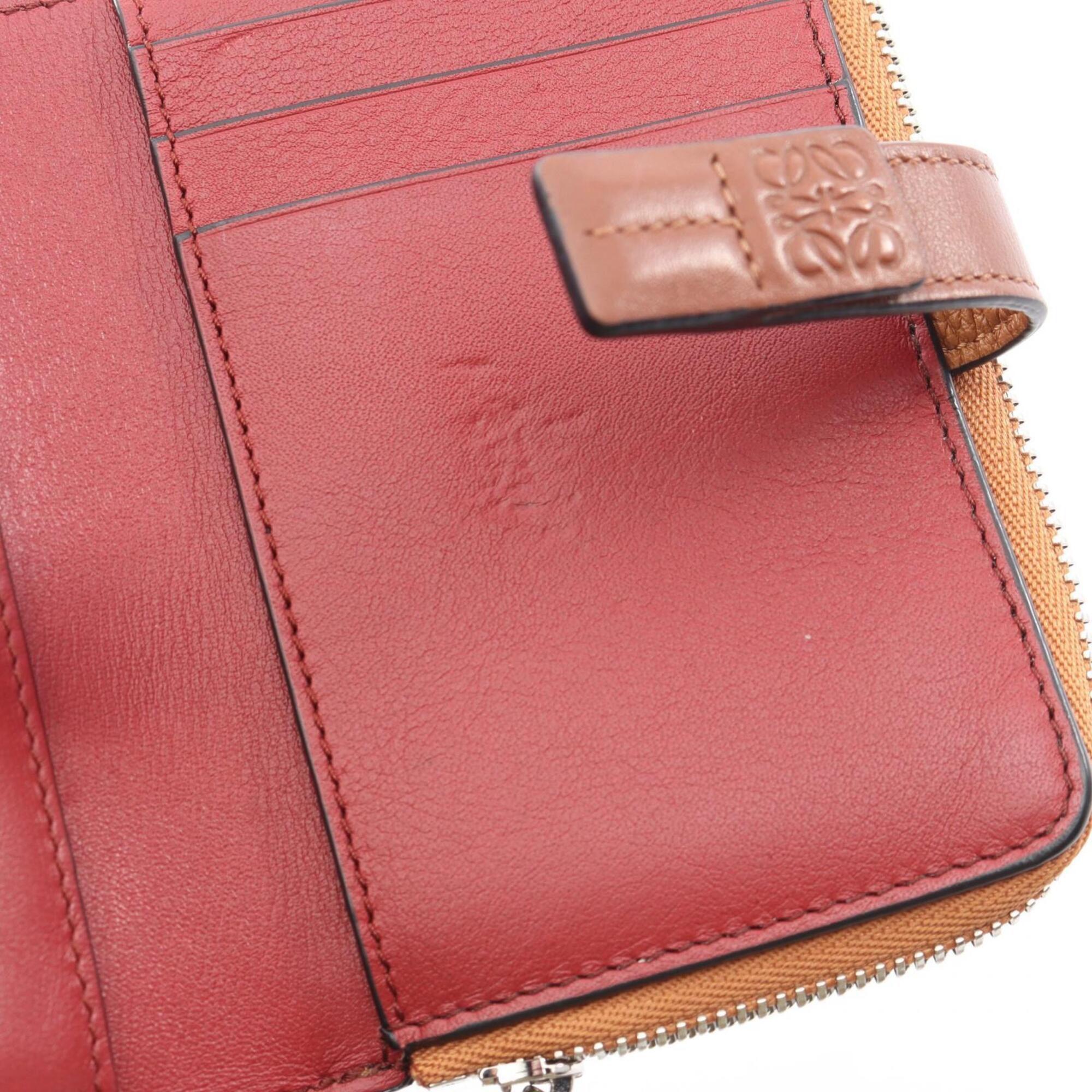 Loewe Brown Red Color Leather Wallet (Bi-Fold) (Pre-Owned)