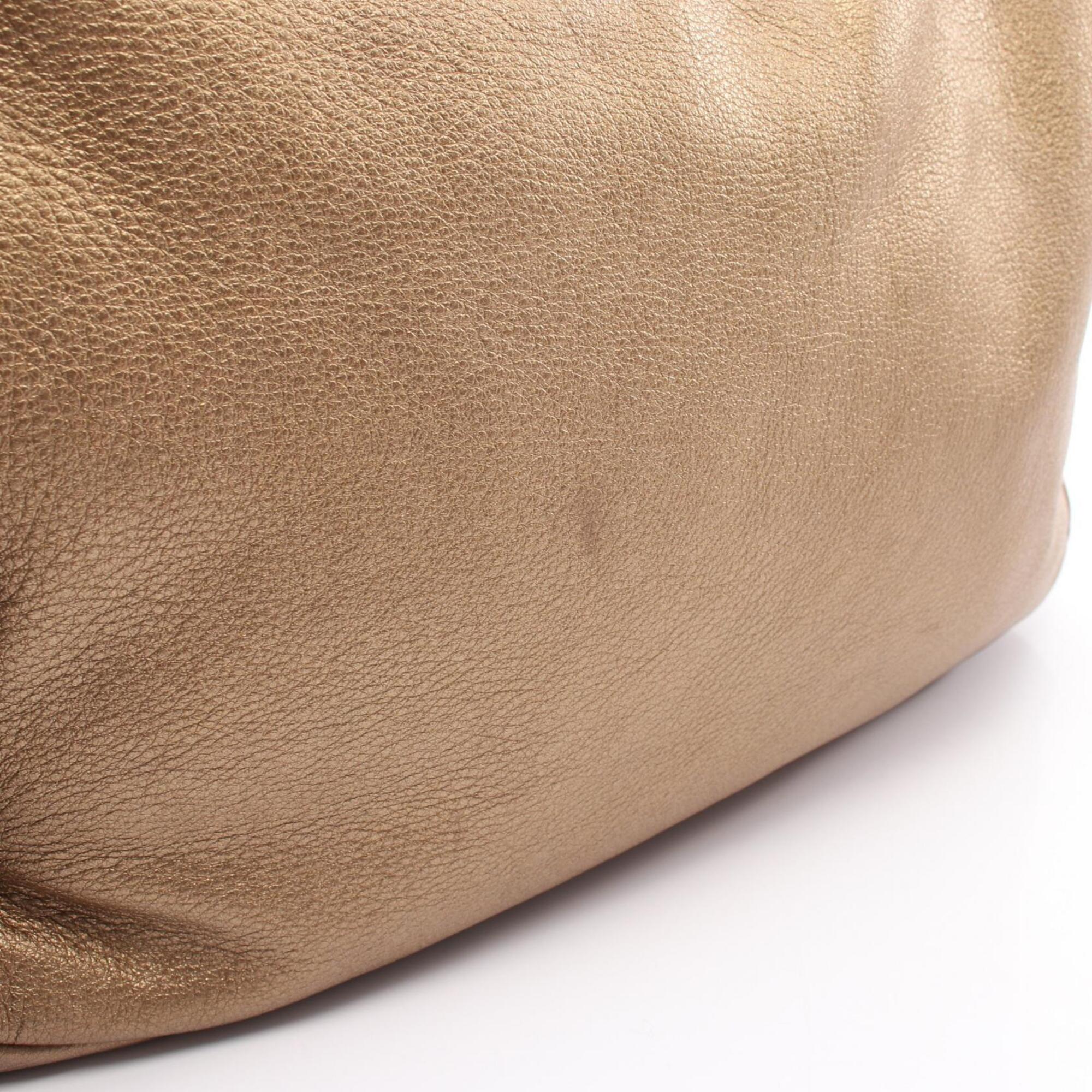 Bvlgari Gold Leather Handbag Shoulder Bag (Pre-Owned)