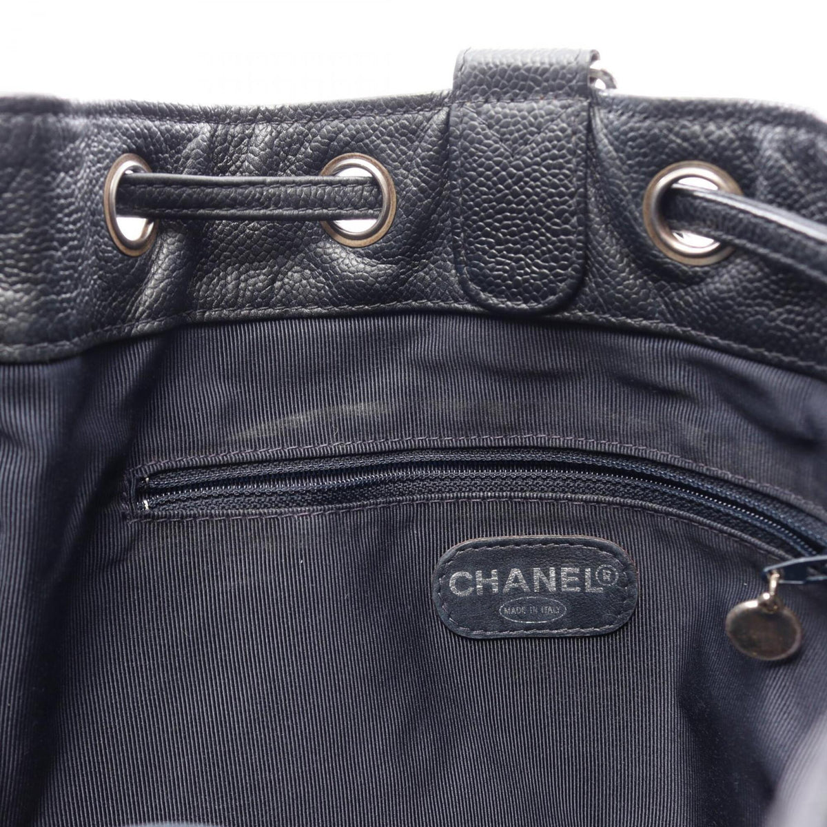 Chanel Black Grained Calfskin Backpack Handbag (Pre-Owned)