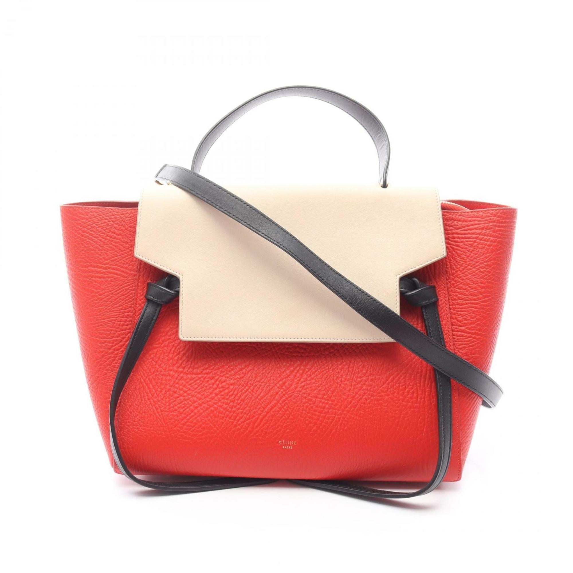 Celine Beige Black Red Color Leather Fanny Pack Handbag (Pre-Owned)