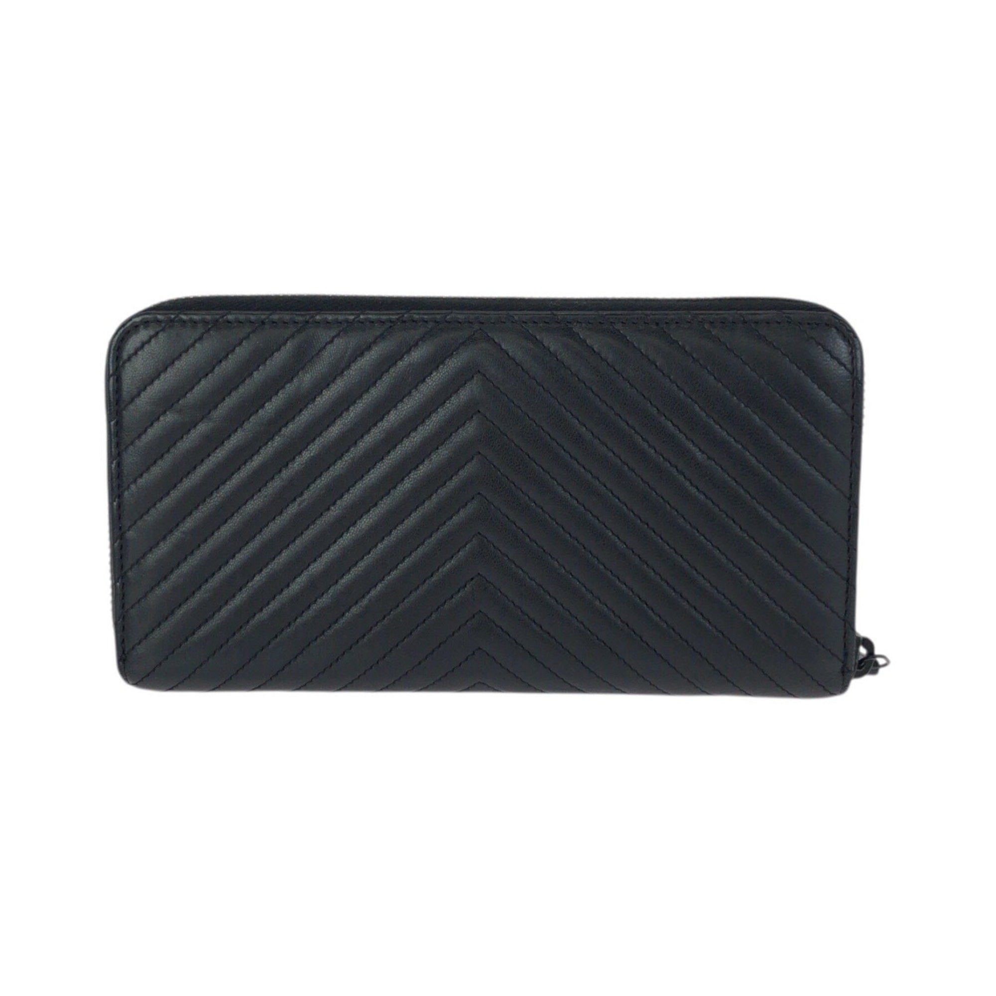 Chanel Black Leather Long Wallet (Bi-Fold) (Pre-Owned)