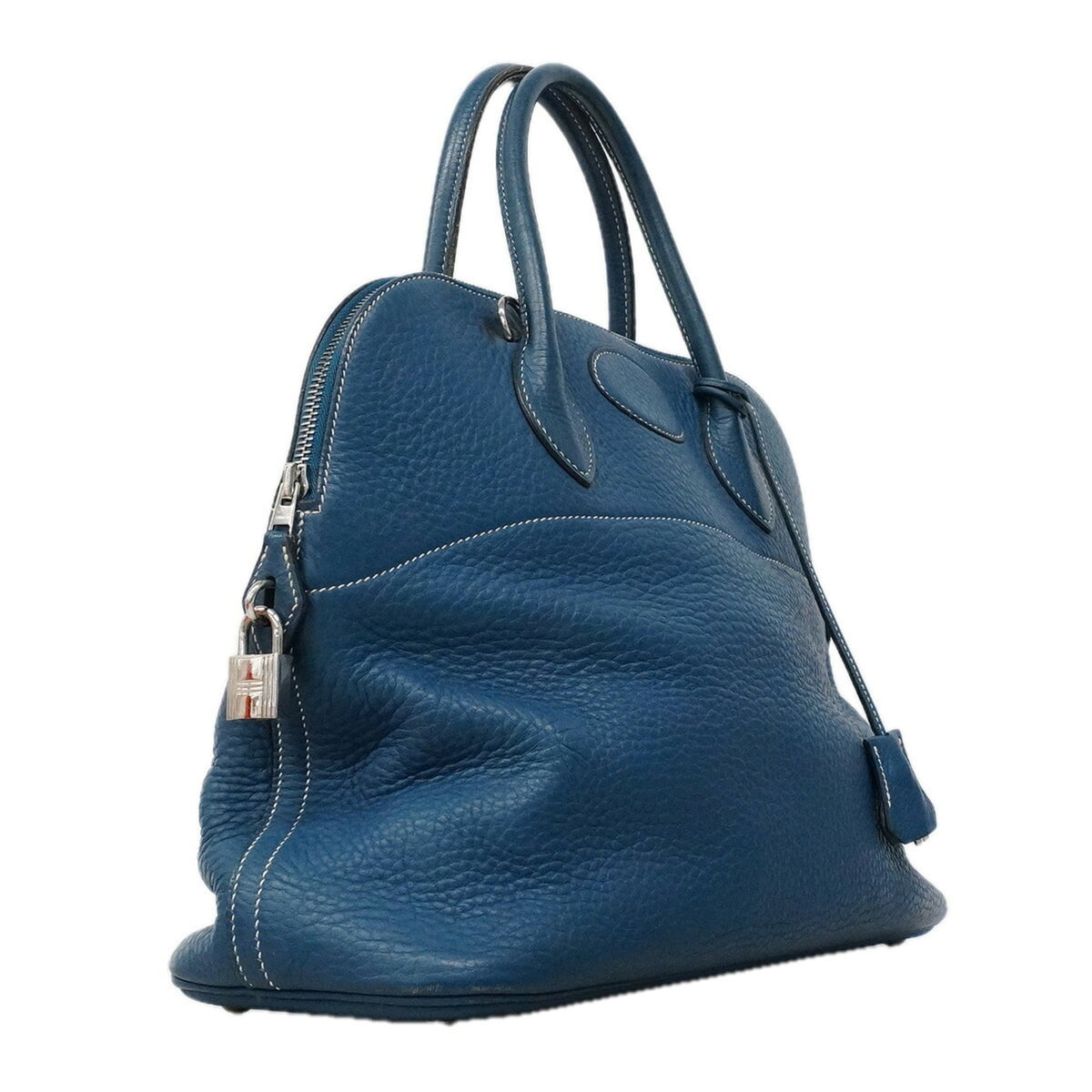 Hermes Blue Taurillon Clemence Leather Handbag (Pre-Owned)