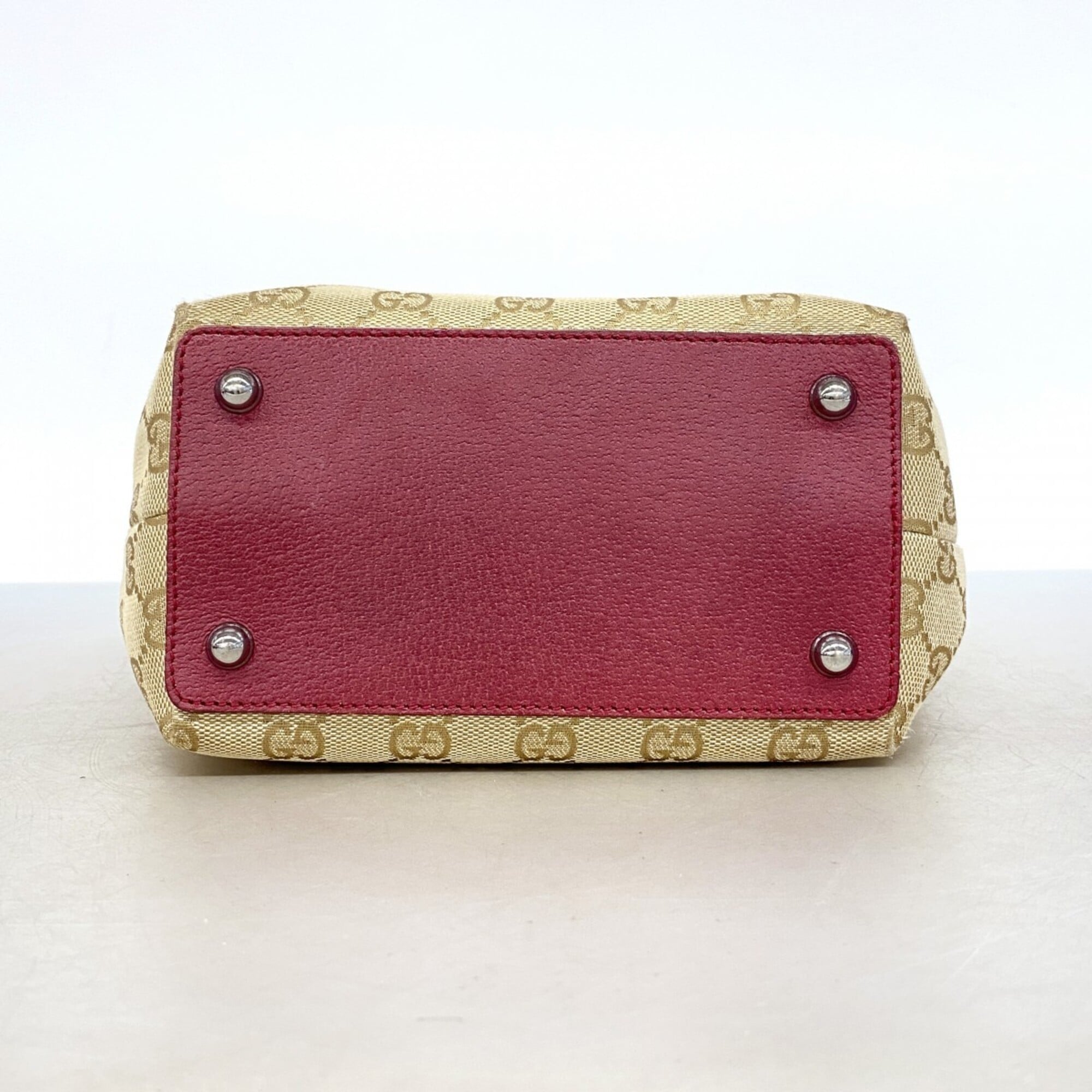 Gucci Beige Bordeaux Canvas Tote Bag (Pre-Owned)