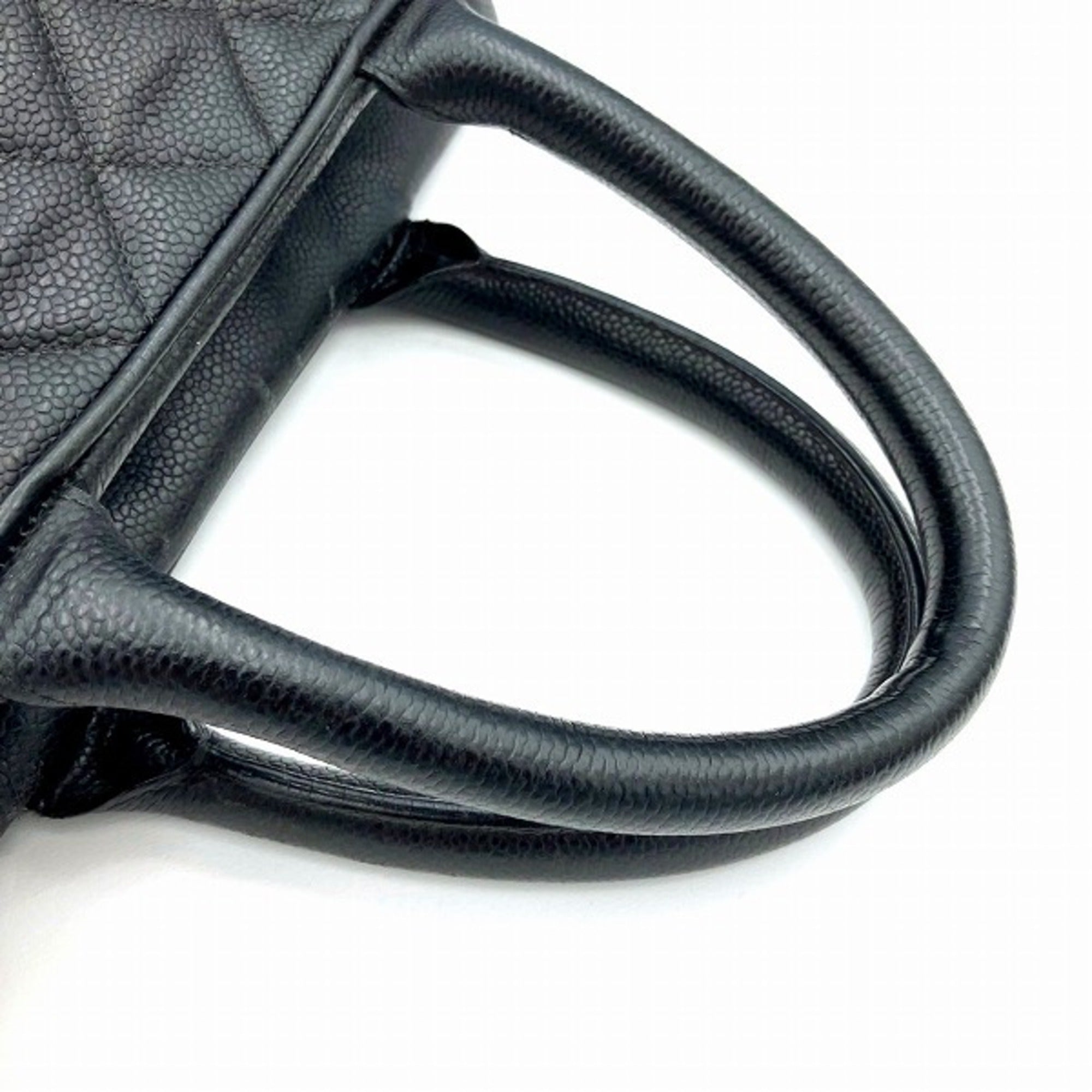 Chanel Black Grained Calfskin Boston Bag Handbag (Pre-Owned)