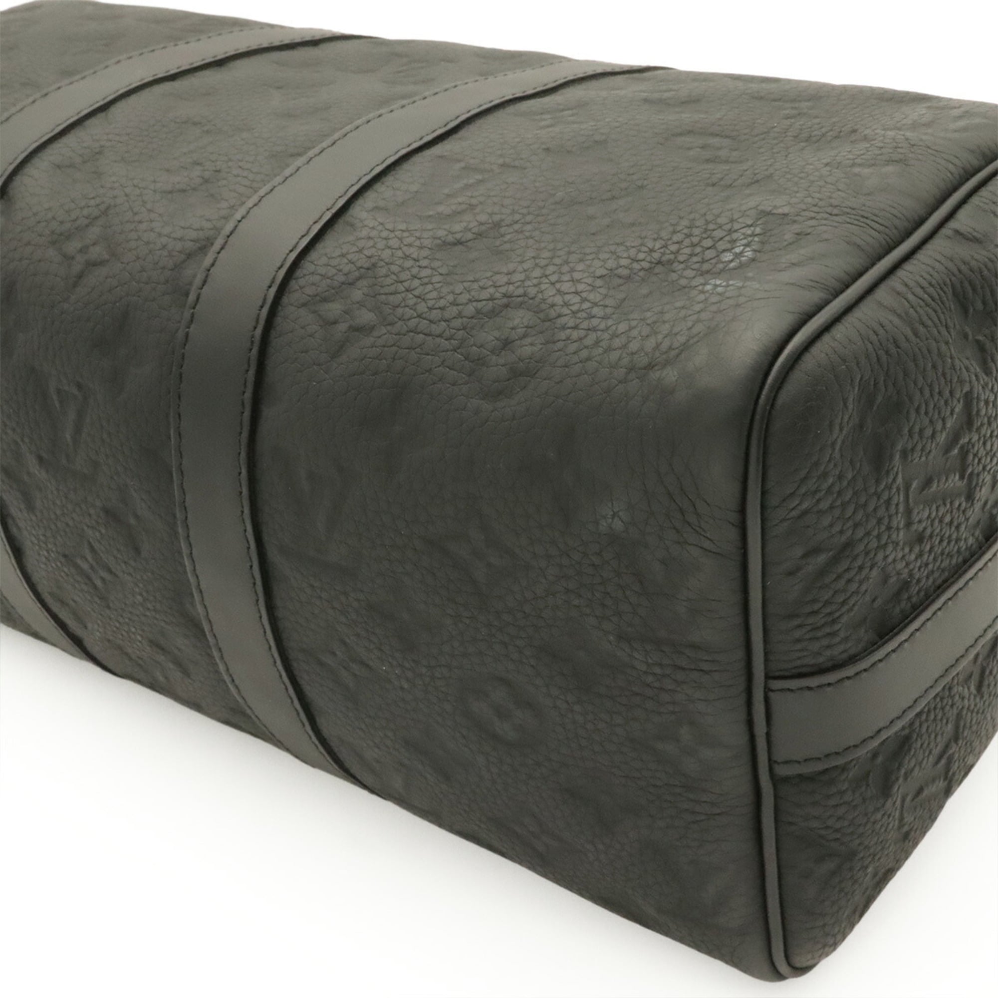Louis Vuitton Noir Leather Boston Bag Handbag (Pre-Owned)
