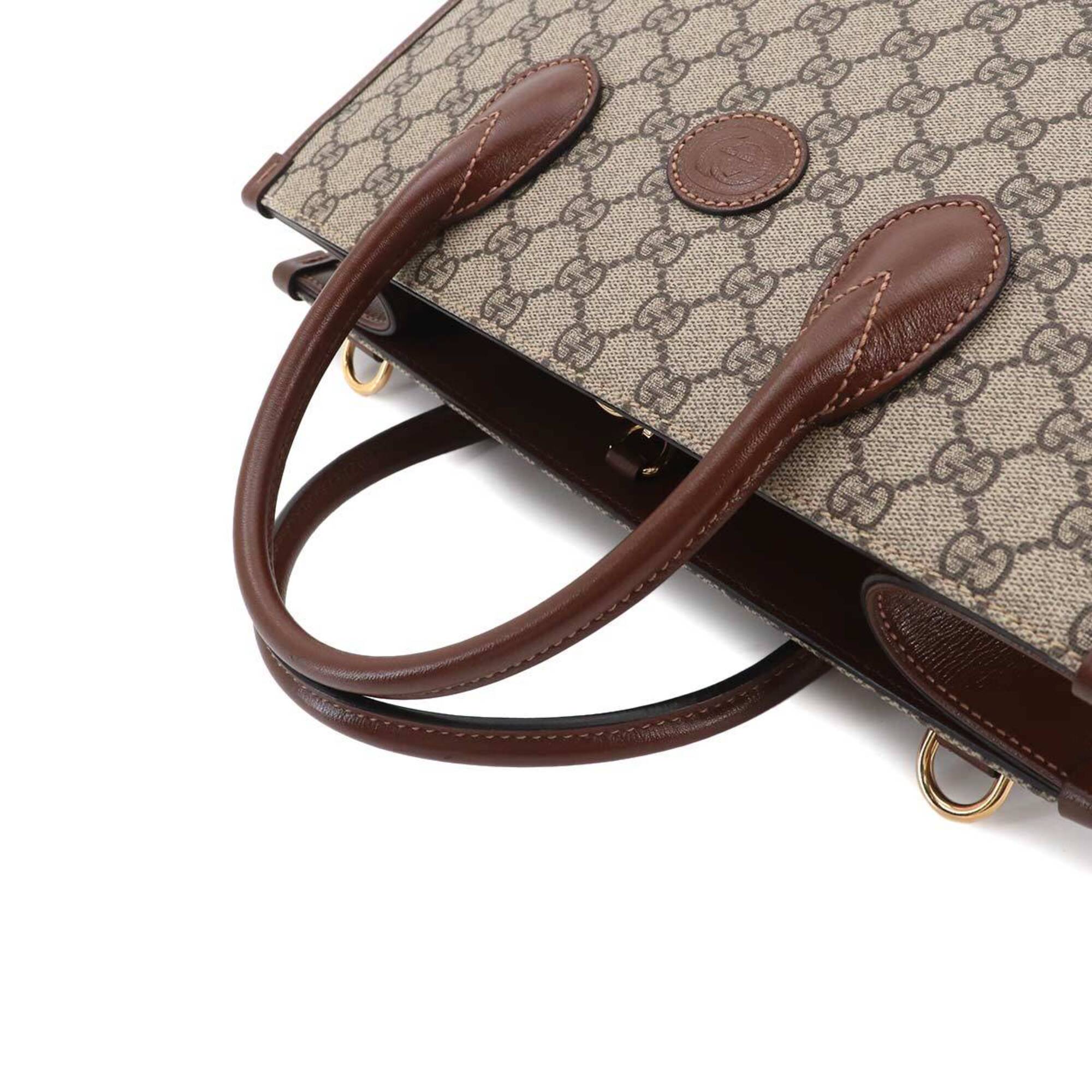 Gucci Beige Brown Gg Supreme Leather Handbag Tote Bag (Pre-Owned)