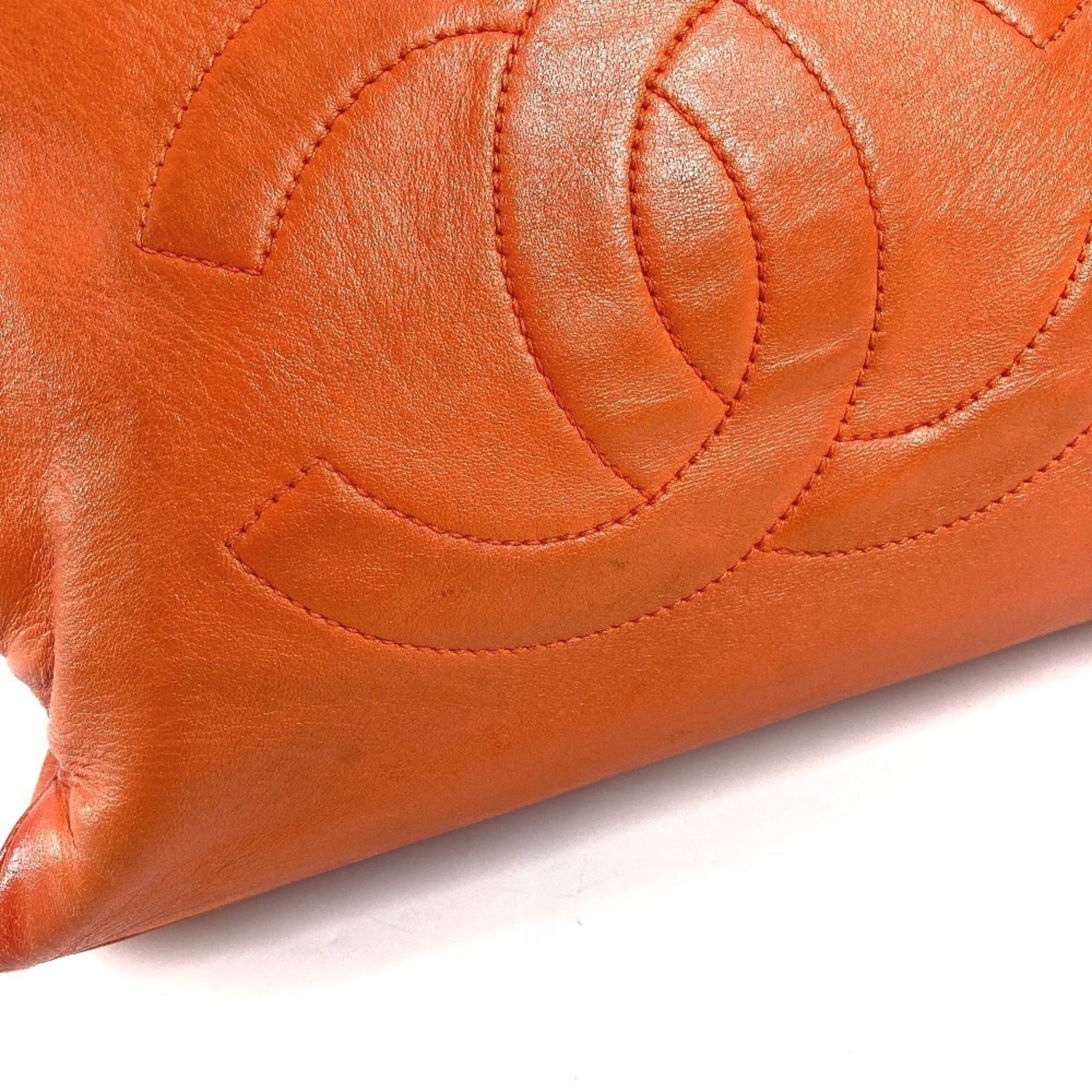 Chanel Orange Leather Shoulder Bag Tote Bag (Pre-Owned)