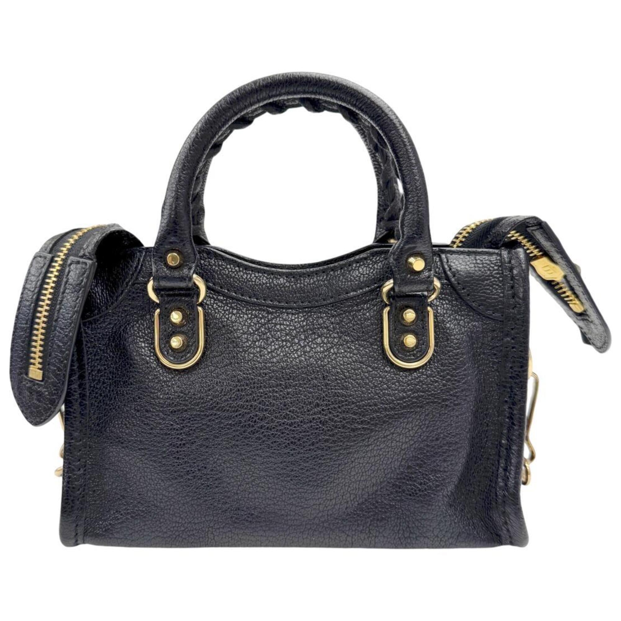 Balenciaga Black Leather Handbag Shoulder Bag (Pre-Owned)