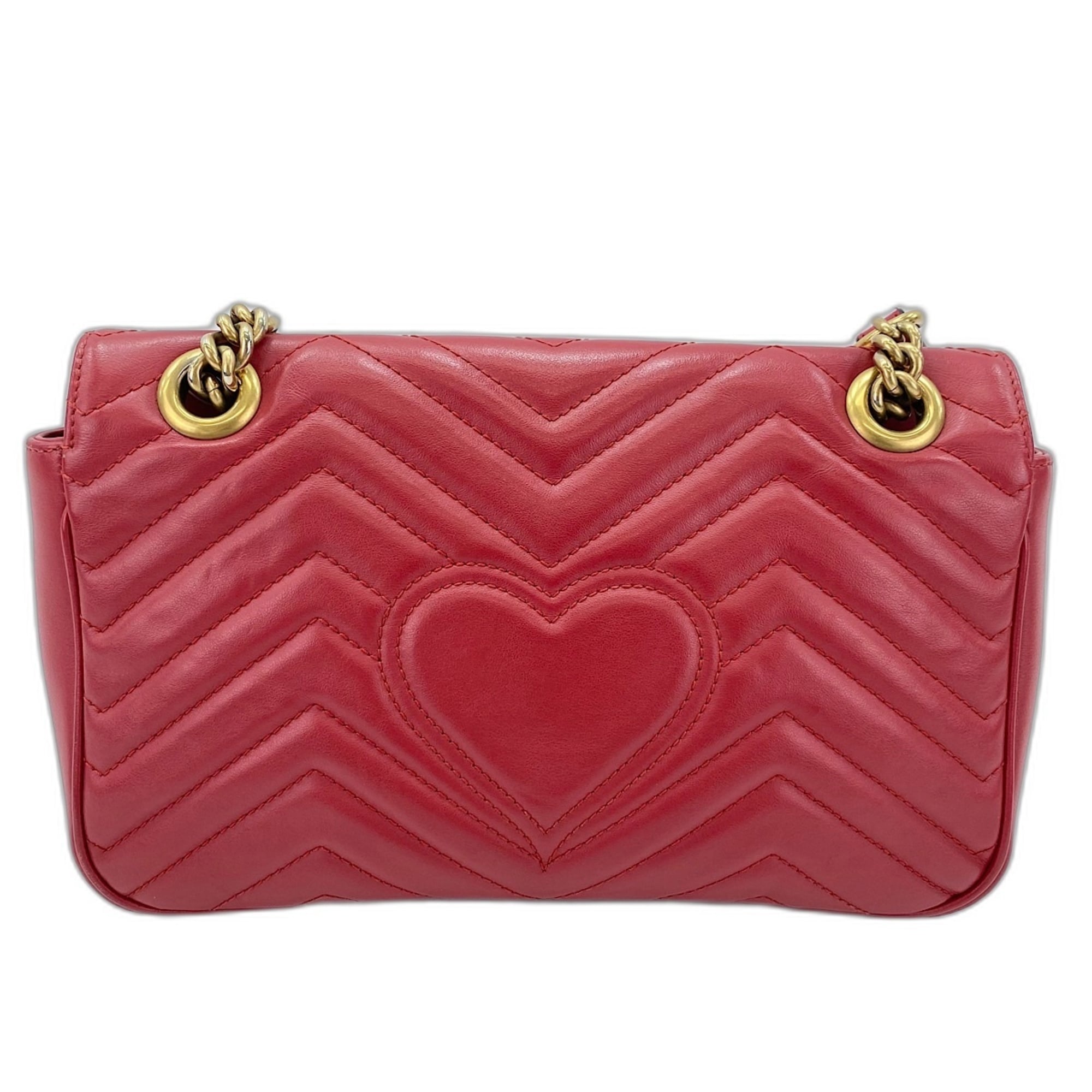 Gucci Red Color Leather Shoulder Bag (Pre-Owned)