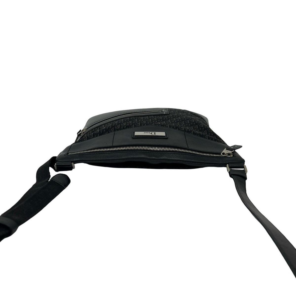 Christian Dior Black Leather Canvas Shoulder Bag (Pre-Owned)