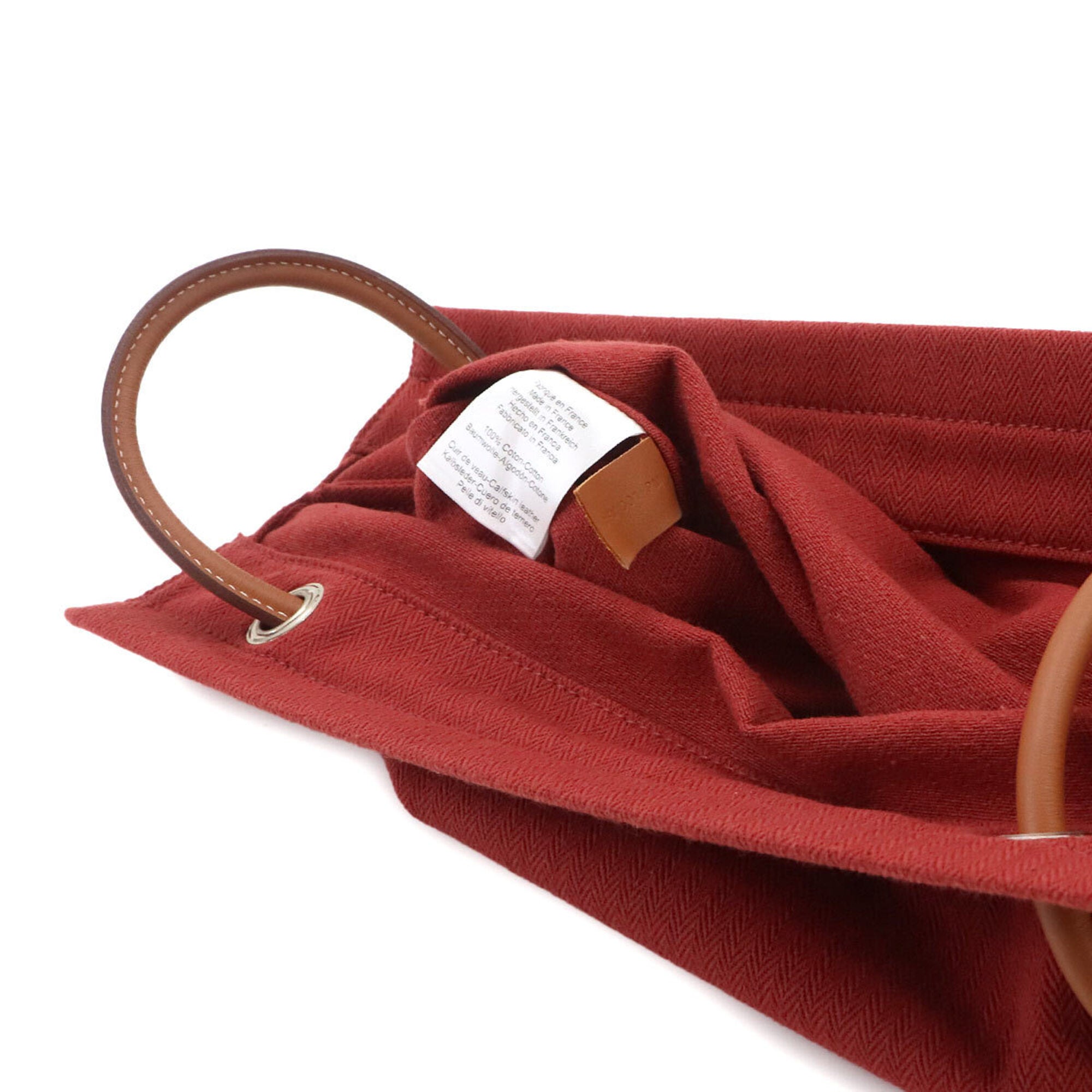 Hermes Brown Rouge H Toile Chevron Swift Leather Handbag Shoulder Bag (Pre-Owned)