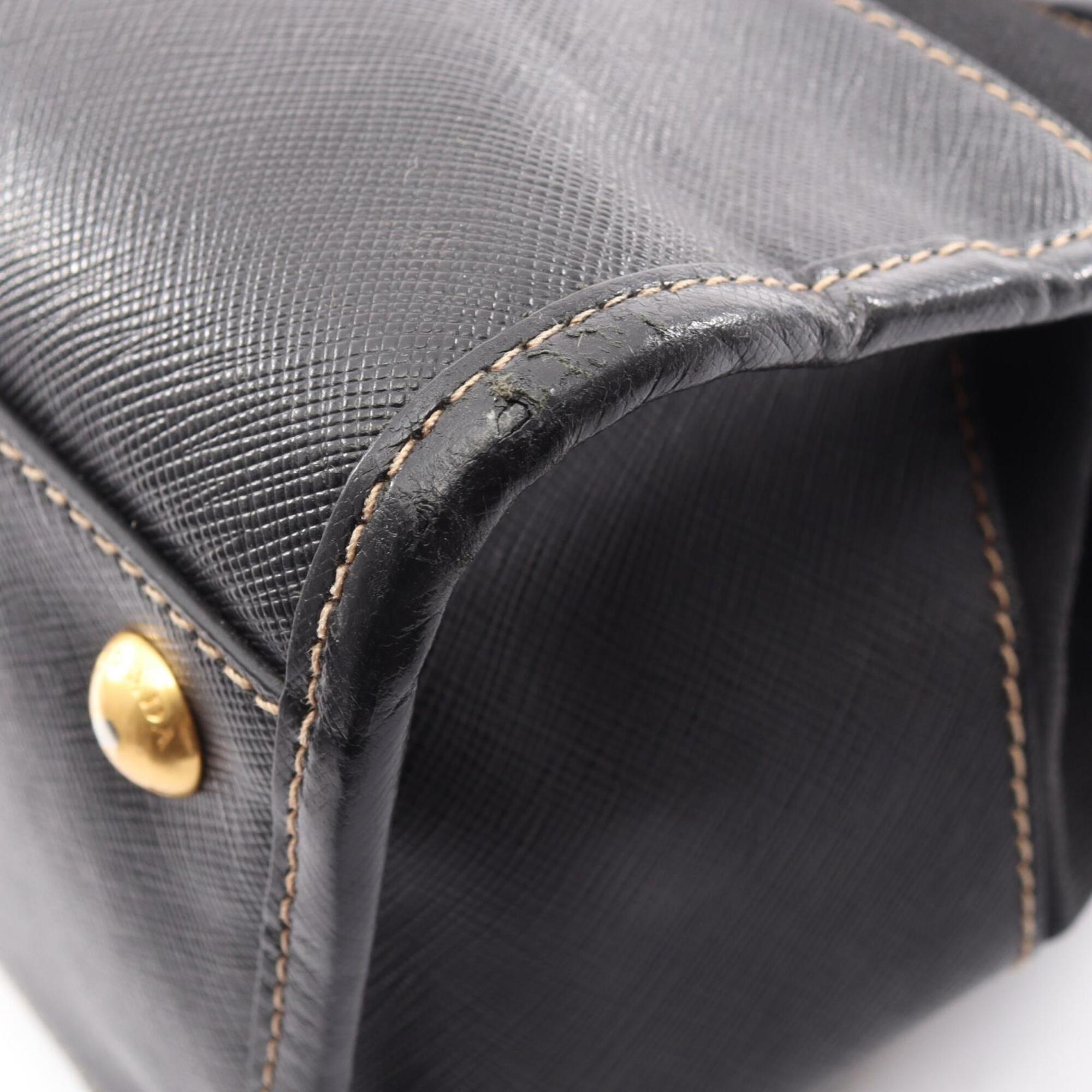 Prada Black Canvas Leather Handbag (Pre-Owned)