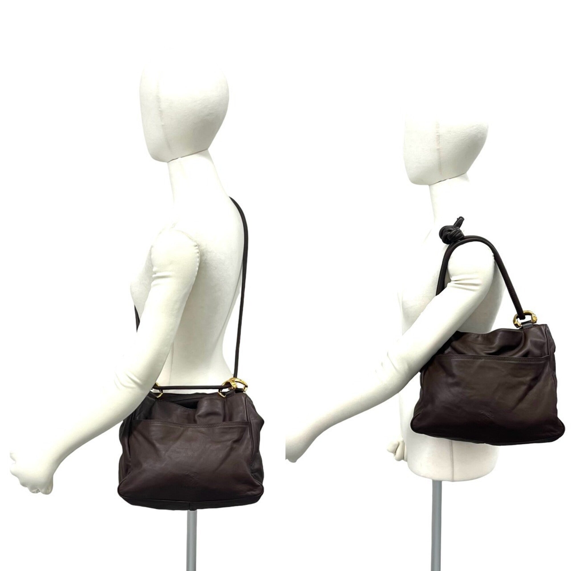 Loewe Brown Leather Handbag Shoulder Bag (Pre-Owned)